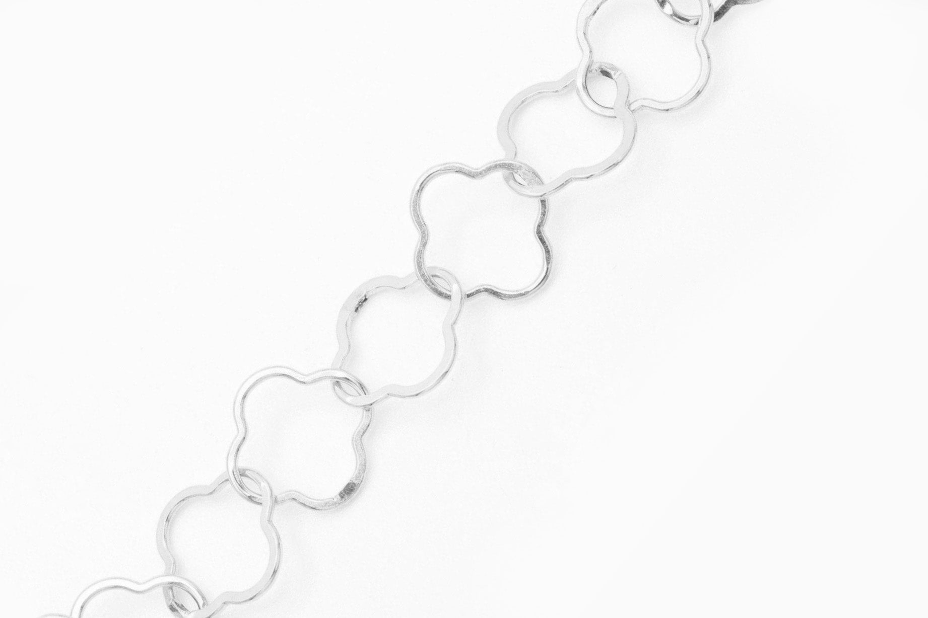 10mm x 10mm Clover Krinkle Chain, Sterling Silver, Bulk DIY Spool Pay Per Foot Jewelry Making Chain - HarperCrown