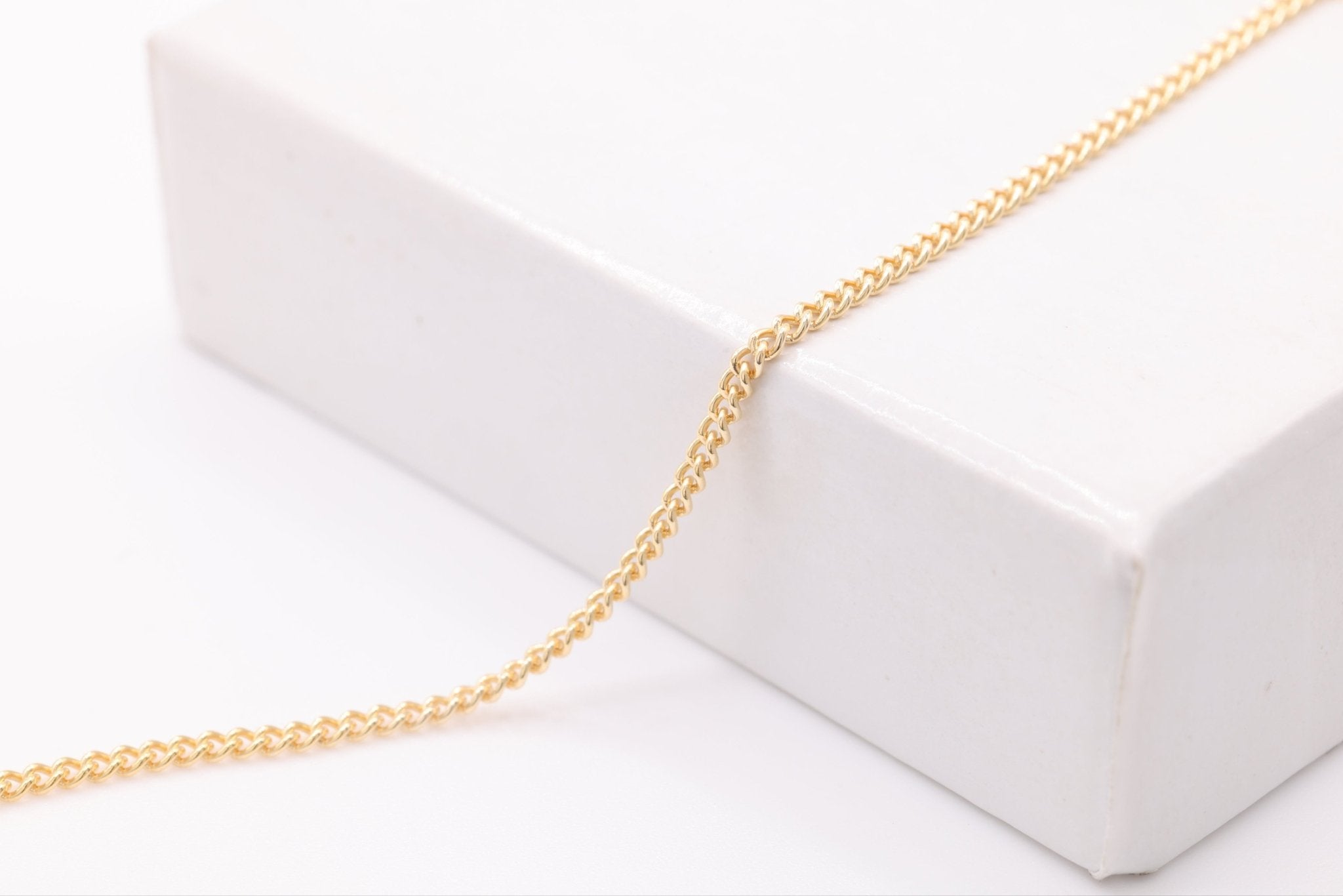 1.2mm Curb Chain, 14/20 Gold - Filled, Bulk DIY Spool Pay Per Foot Jewelry Making Chain - HarperCrown