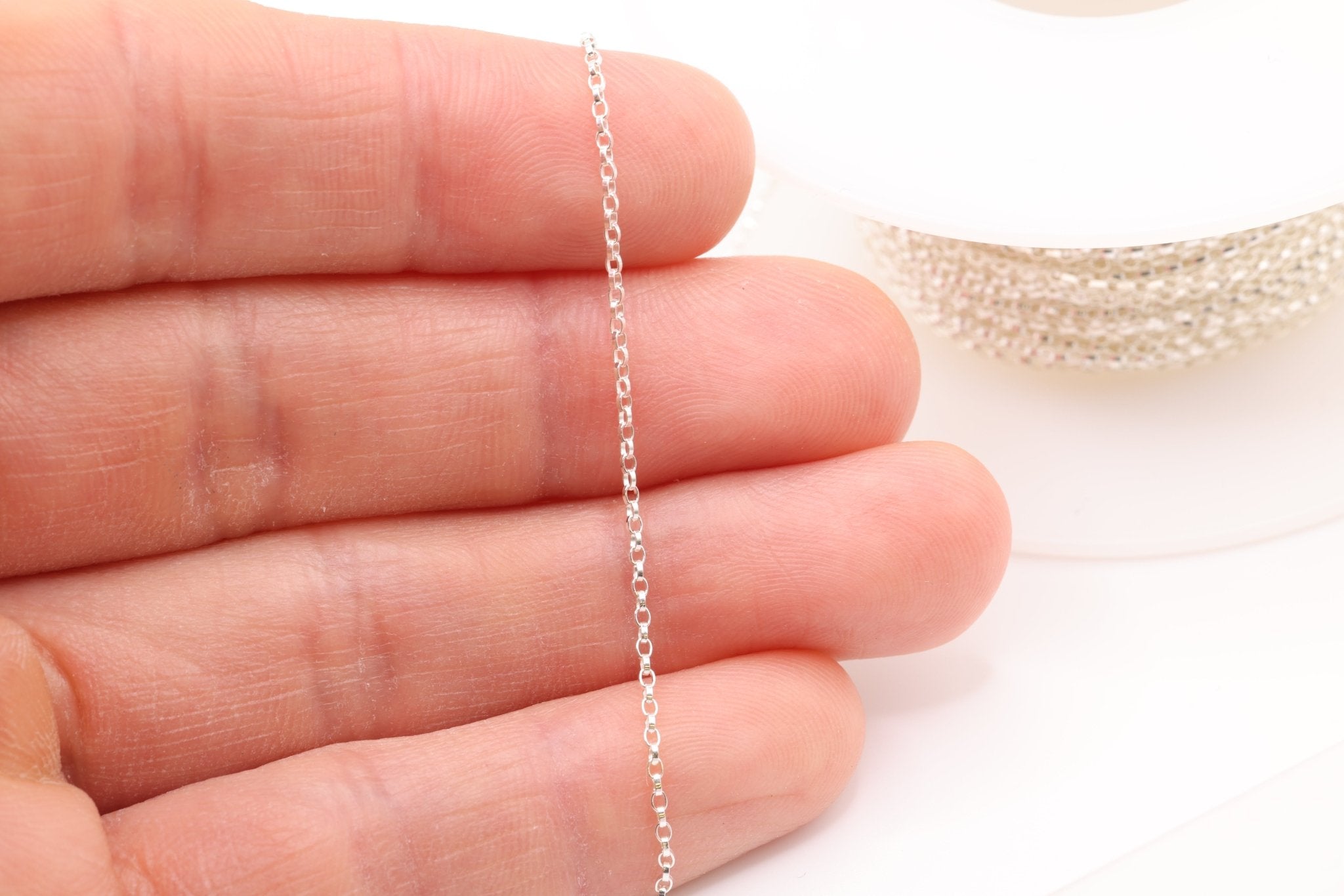 1.2mm Rolo Chain, 925 Sterling Silver, Wholesale, Pay Per Foot Jewelry Making Chain - HarperCrown