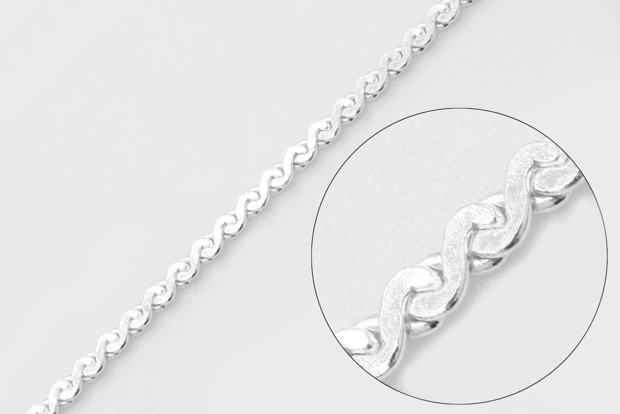 1.2mm Serpentine Chain, 925 Sterling Silver, Wholesale, Pay Per Foot, Jewelry Making Chain - HarperCrown