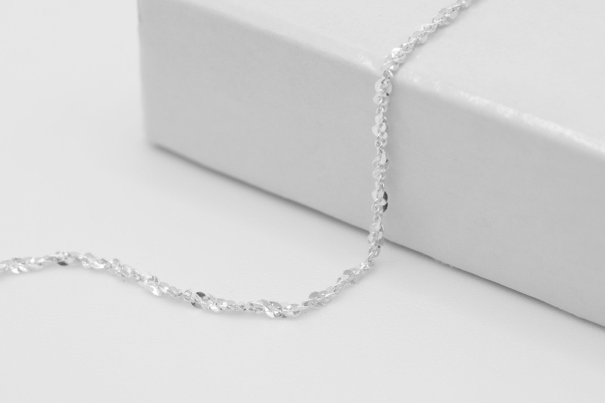 1.2mm Sparkle Fancy Chain, 925 Sterling Silver, Wholesale, Pay Per Foot, Jewelry Making Chain - HarperCrown