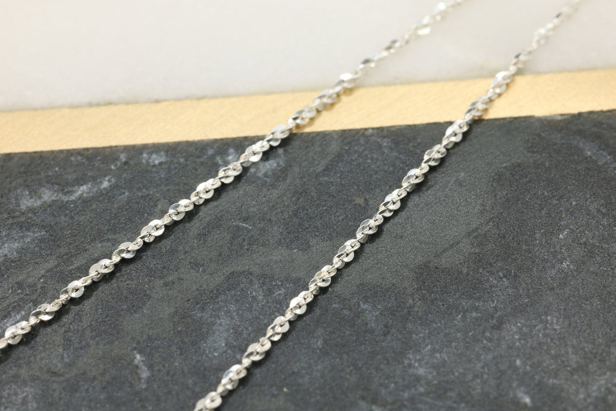 1.2mm Sparkle Fancy Chain, 925 Sterling Silver, Wholesale, Pay Per Foot, Jewelry Making Chain - HarperCrown