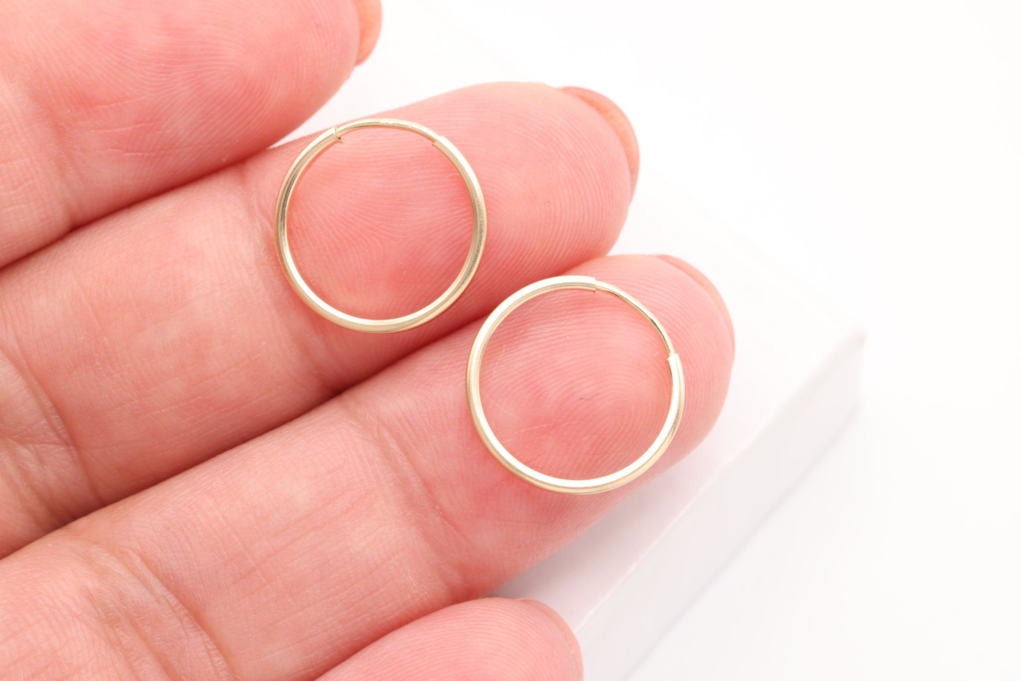 13mm Endless Hoop Earrings, 14K Gold - Filled, Minimalist Delicate Earrings, Wholesale Jewelry Earrings - HarperCrown