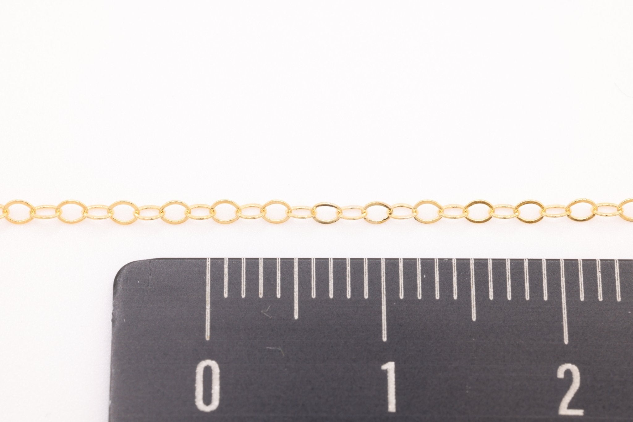 1.3mm Flat Cable Chain, 14K Solid Gold Chain, Pay By the Foot Uncut - HarperCrown