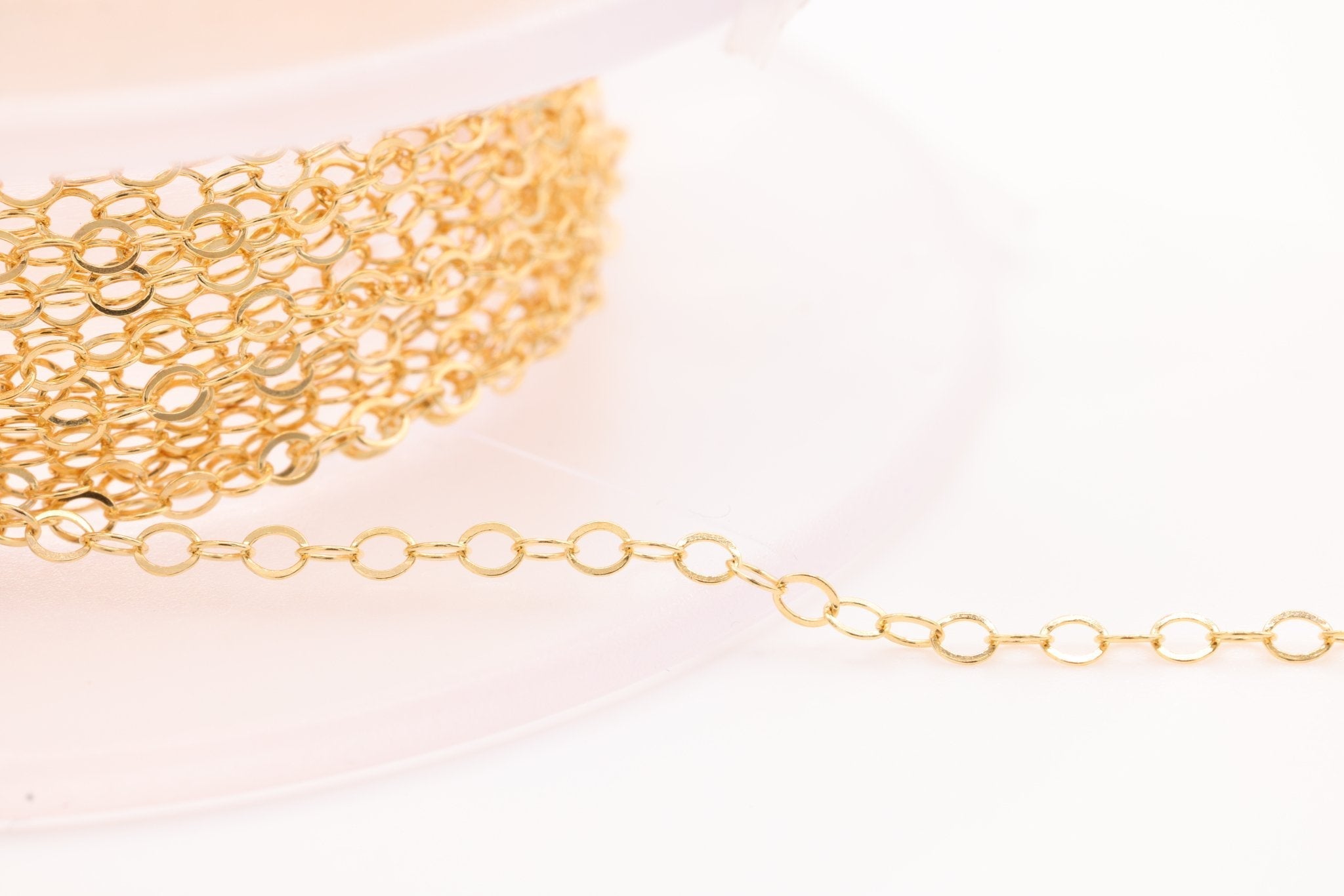 1.3mm Flat Cable Chain, 14K Solid Gold Chain, Pay By the Foot Uncut - HarperCrown