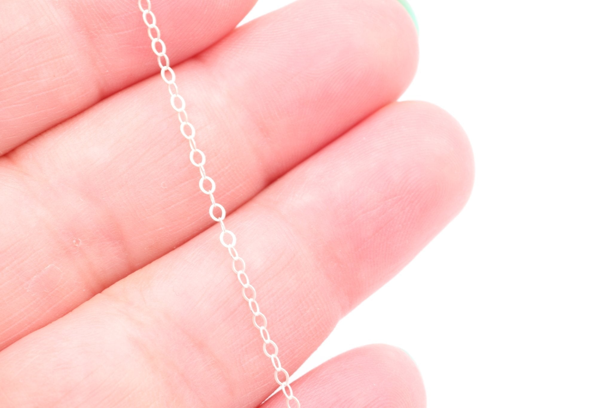 1.3mm Flat Cable Chain, 925 Sterling Silver, Wholesale, Pay By the Foot Uncut - HarperCrown