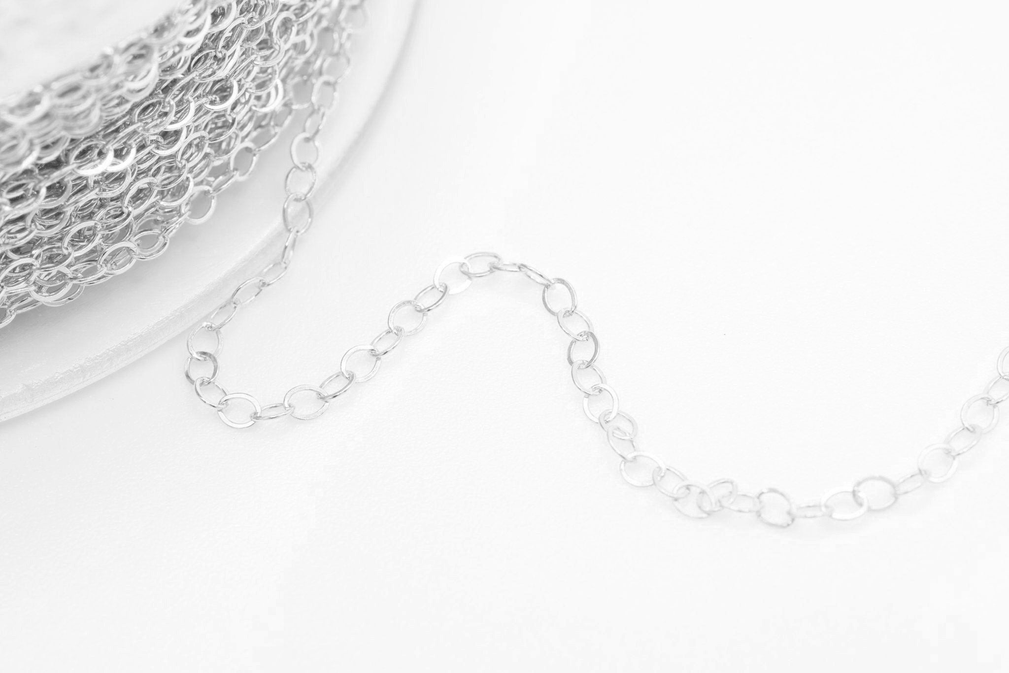 1.3mm Flat Cable Chain, 925 Sterling Silver, Wholesale, Pay By the Foot Uncut - HarperCrown