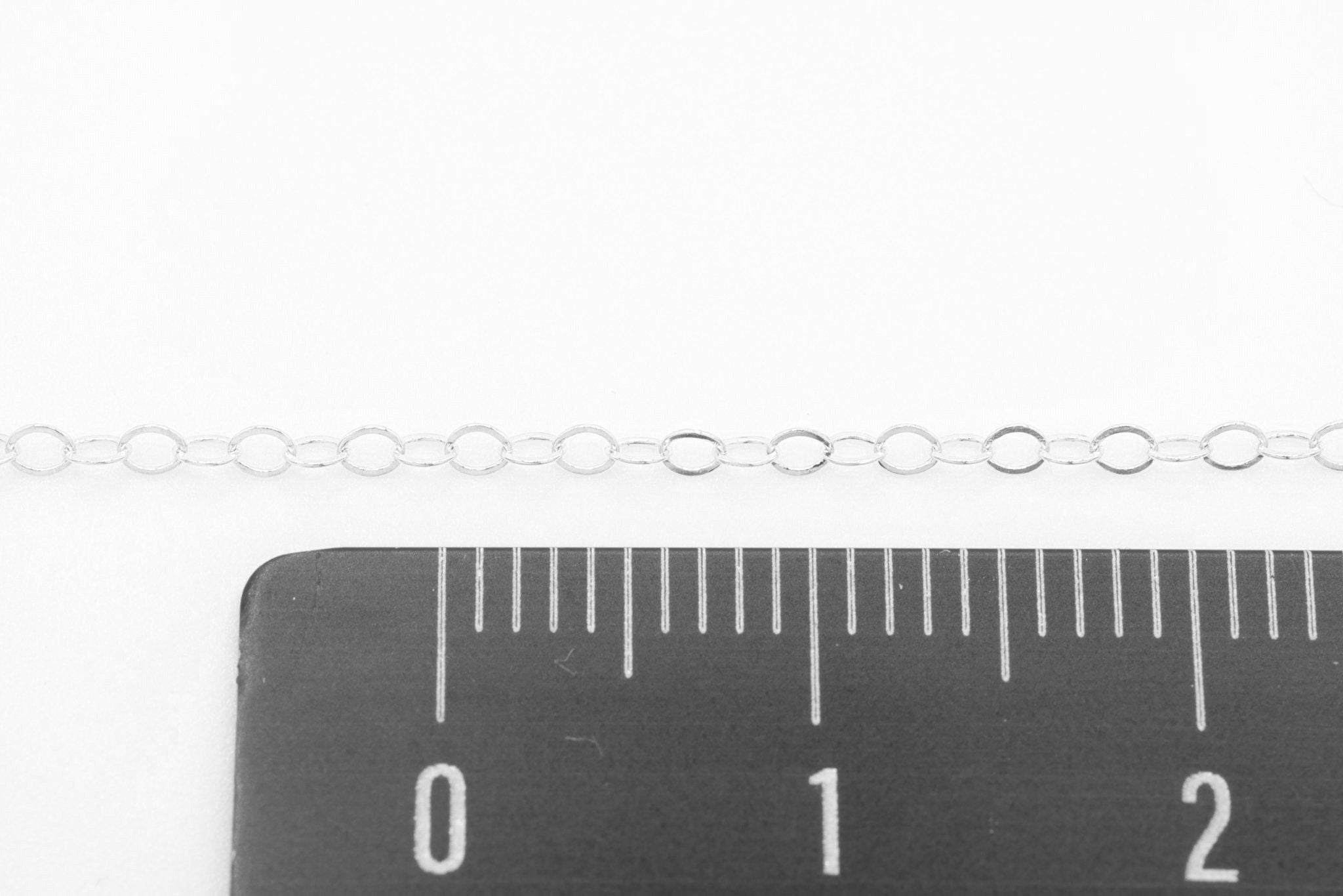 1.3mm Flat Cable Chain, 925 Sterling Silver, Wholesale, Pay By the Foot Uncut - HarperCrown