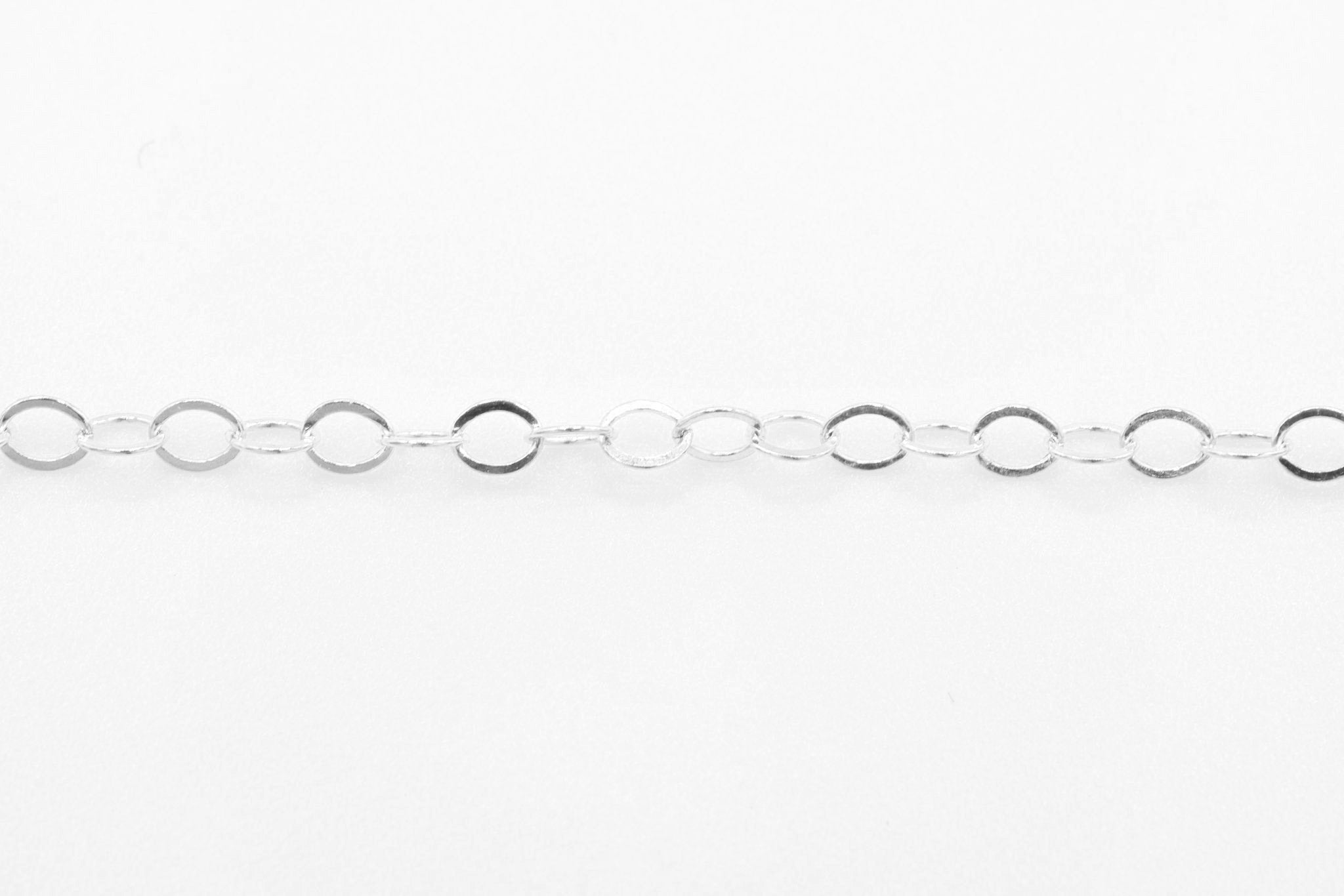 1.3mm Flat Cable Chain, 925 Sterling Silver, Wholesale, Pay By the Foot Uncut - HarperCrown