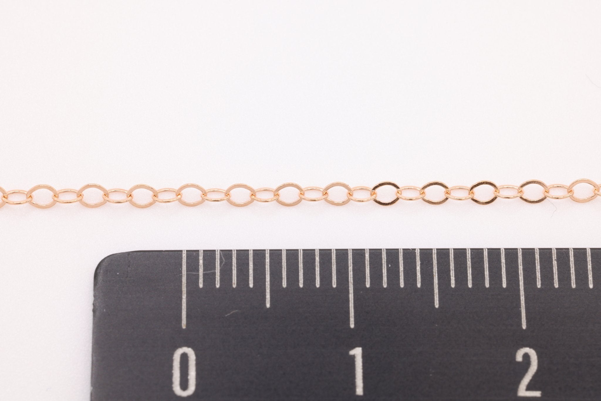 1.3mm Flat Cable Chain, Rose Gold - Filled, Bulk Pay Per Foot Uncut Spools For Jewelers - HarperCrown