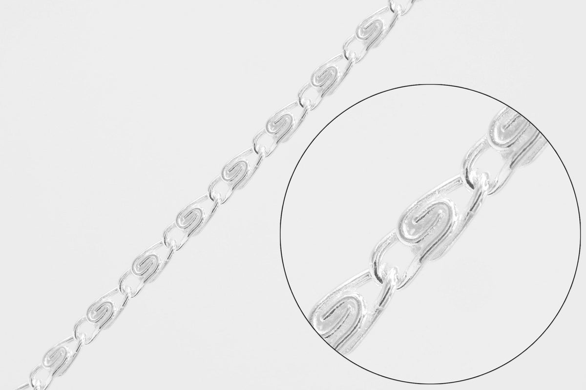 1.3mm Scroll Chain, 925 Sterling Silver, Wholesale, Pay Per Foot, Jewelry Making Chain - HarperCrown
