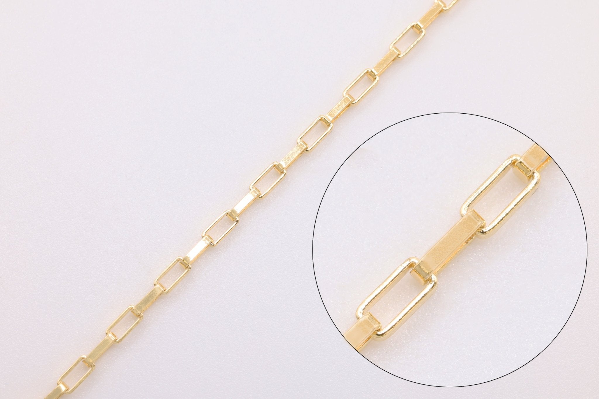 1.3mm x 2.5mm Elongated Box Chain, 14/20 Gold - Filled, Wholesale, Bulk DIY Spool Pay Per Foot Jewelry Making Chain - HarperCrown