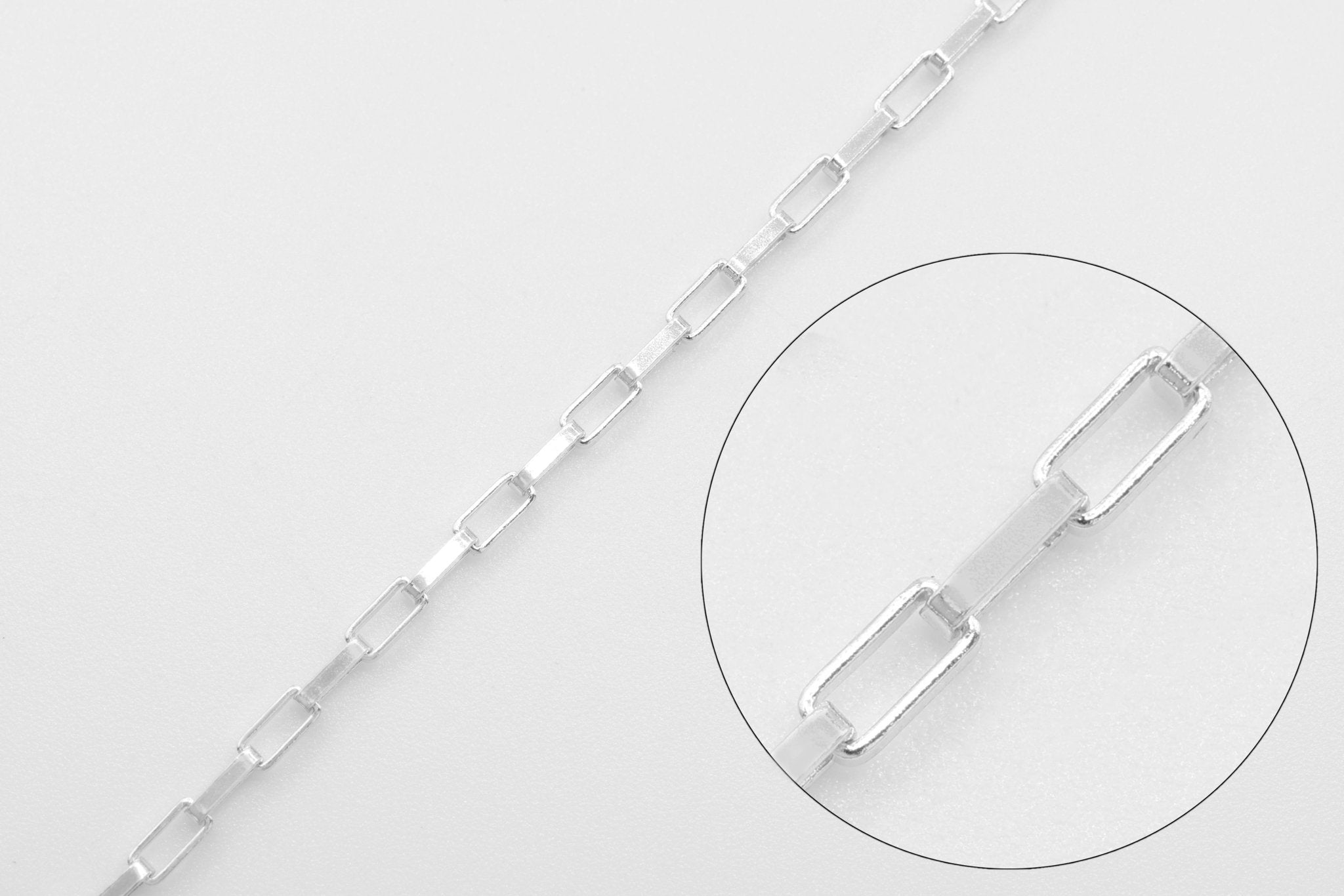 1.3mm x 2.5mm Elongated Box Chain, 925 Sterling Silver, Wholesale, Bulk DIY Spool Pay Per Foot Jewelry Making Chain - HarperCrown