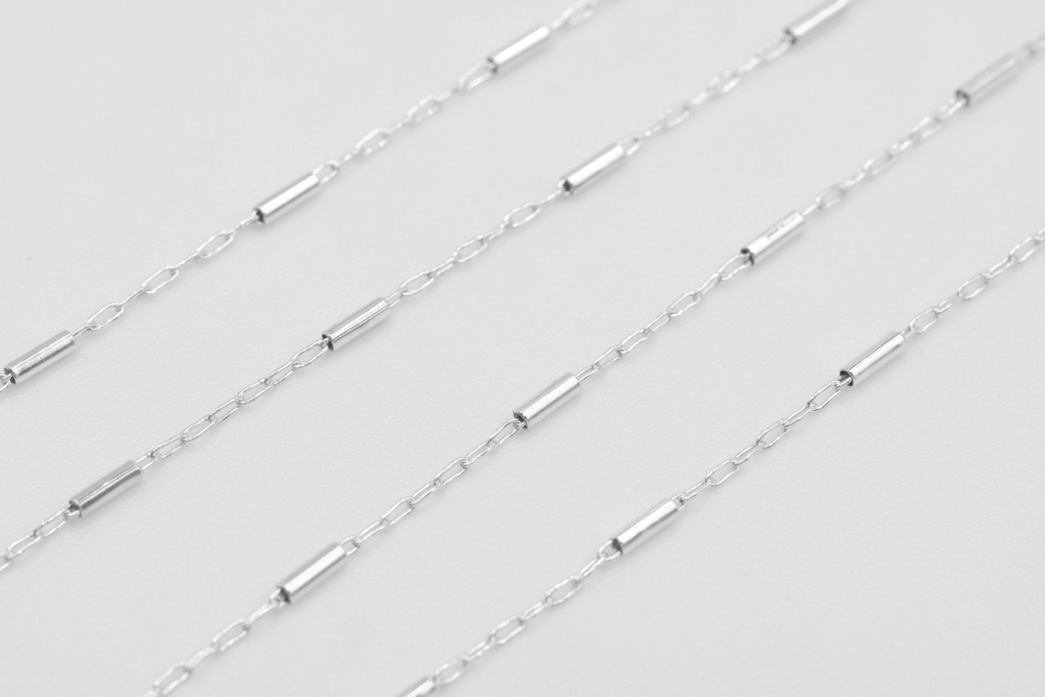 1.3mm x 4mm Bar Spaced Chain, 925 Sterling Silver, Wholesale, Pay Per Foot, Jewelry Making Chain - HarperCrown