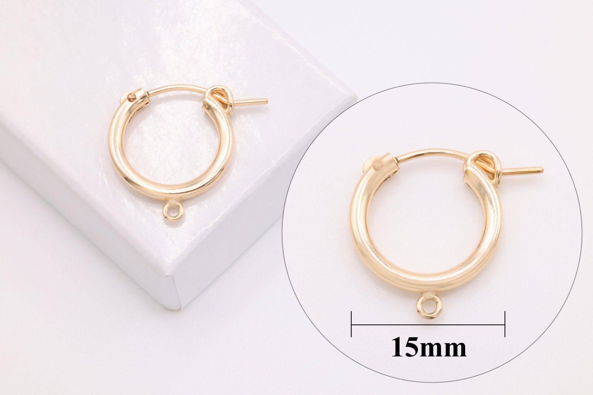 14/20 Gold - Filled 15mm Flex Hoop Earring, Open Ring - HarperCrown
