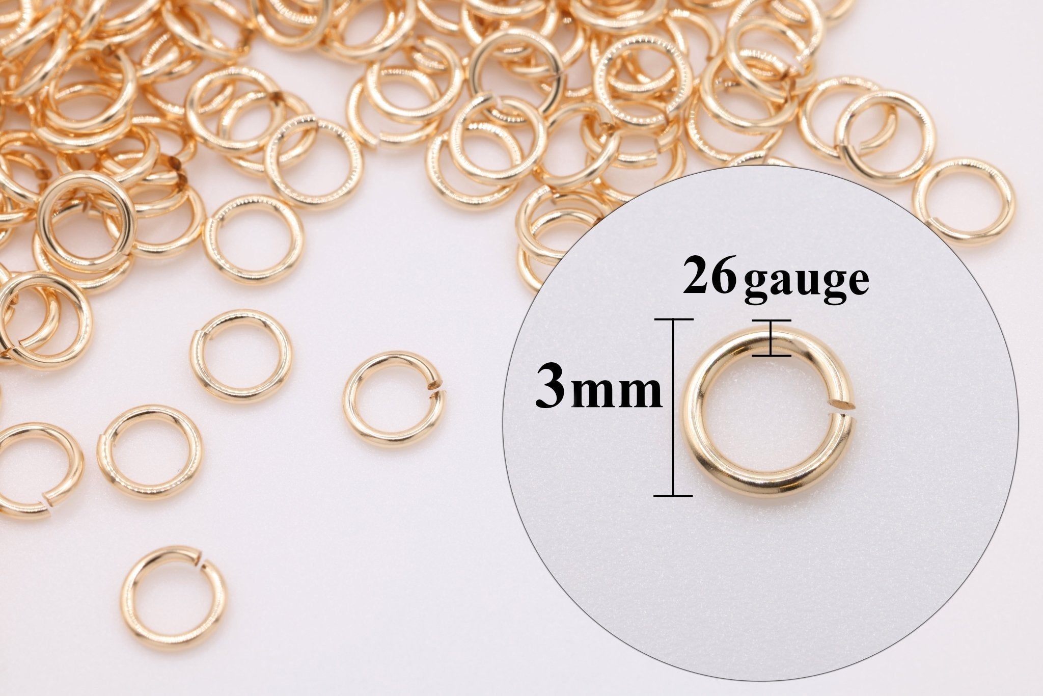 14/20 Gold - Filled 26 Gauge 3mm Open Jump Rings, 25 Piece Pack, Wholesale - HarperCrown