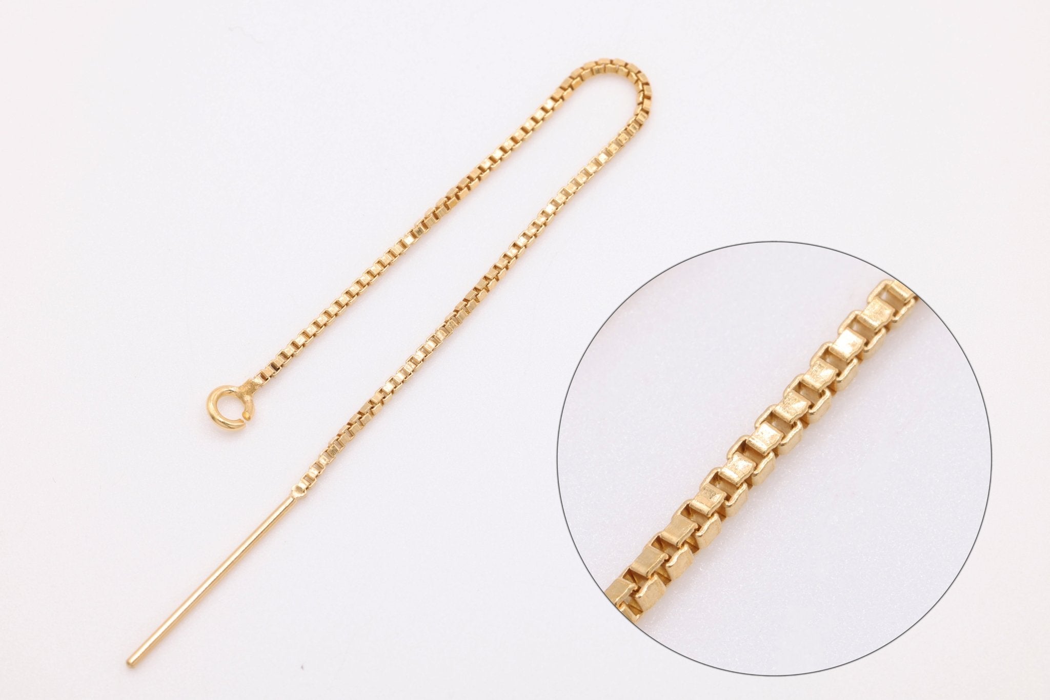 14/20 Gold - Filled Ear Threader Box Chain Earring, Open Ring - HarperCrown