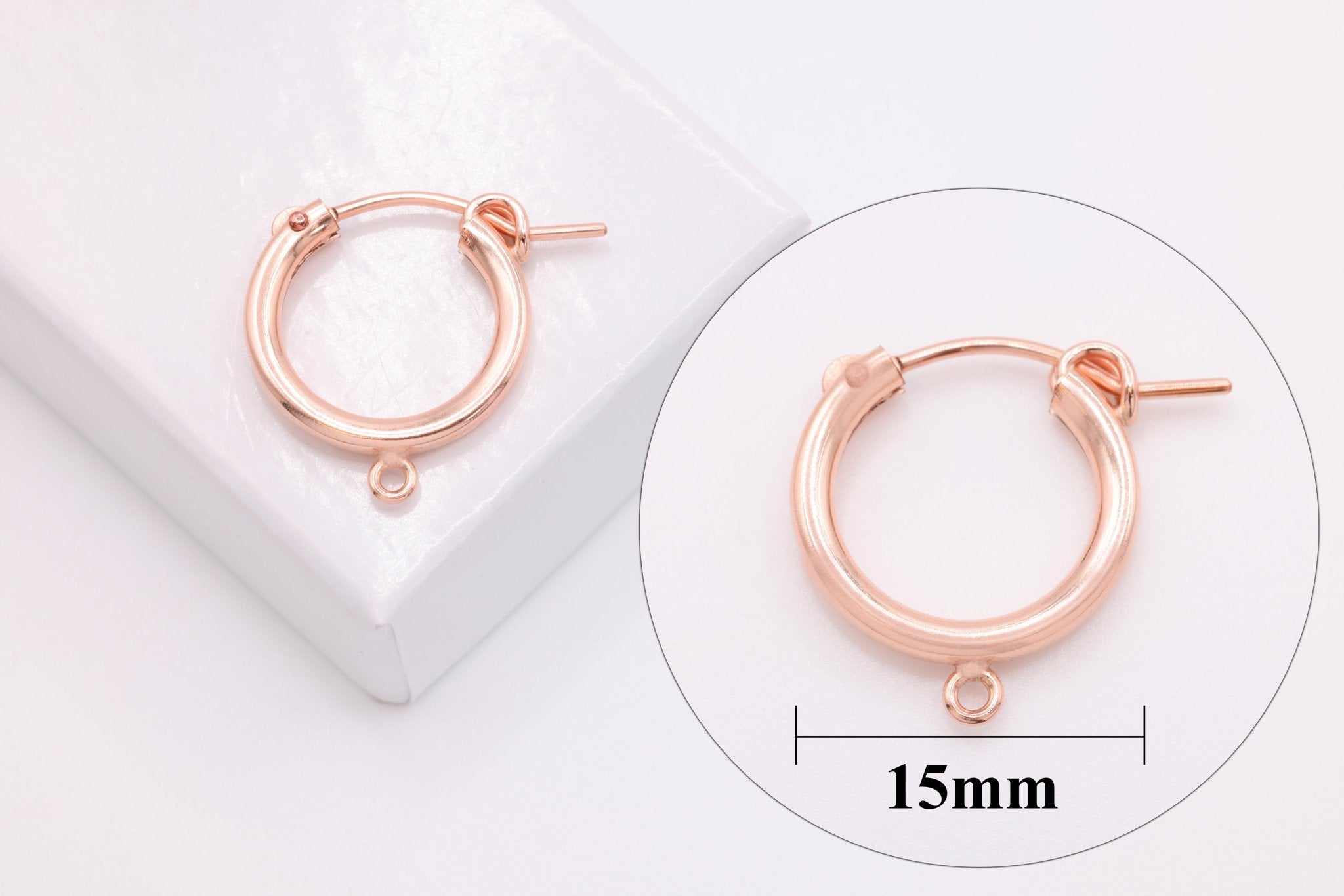 14/20 Rose Gold - Filled 15mm Flex Hoop Earring, Open Ring - HarperCrown