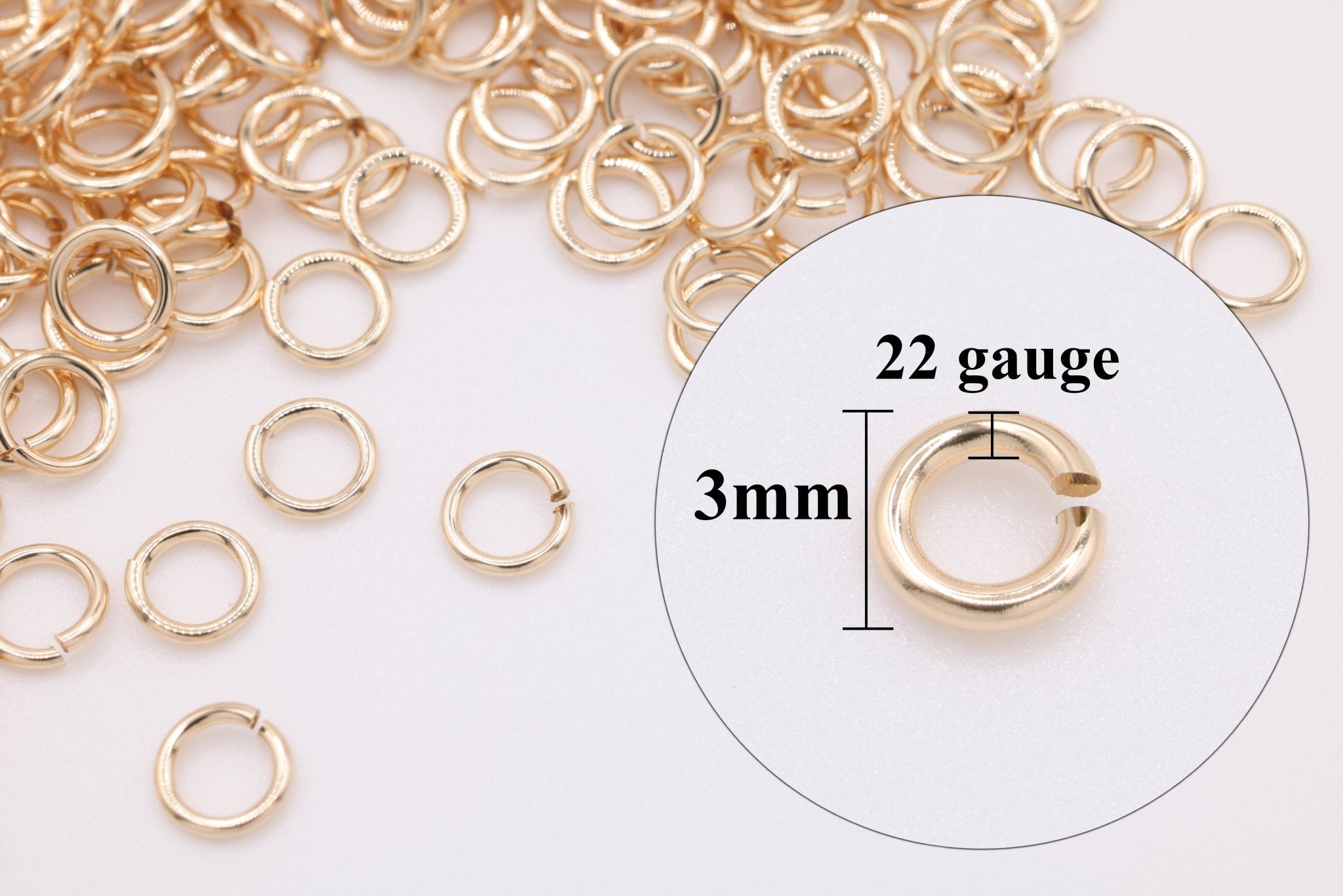 14K Gold 22 Gauge 3mm Open Jump Ring - HarperCrown