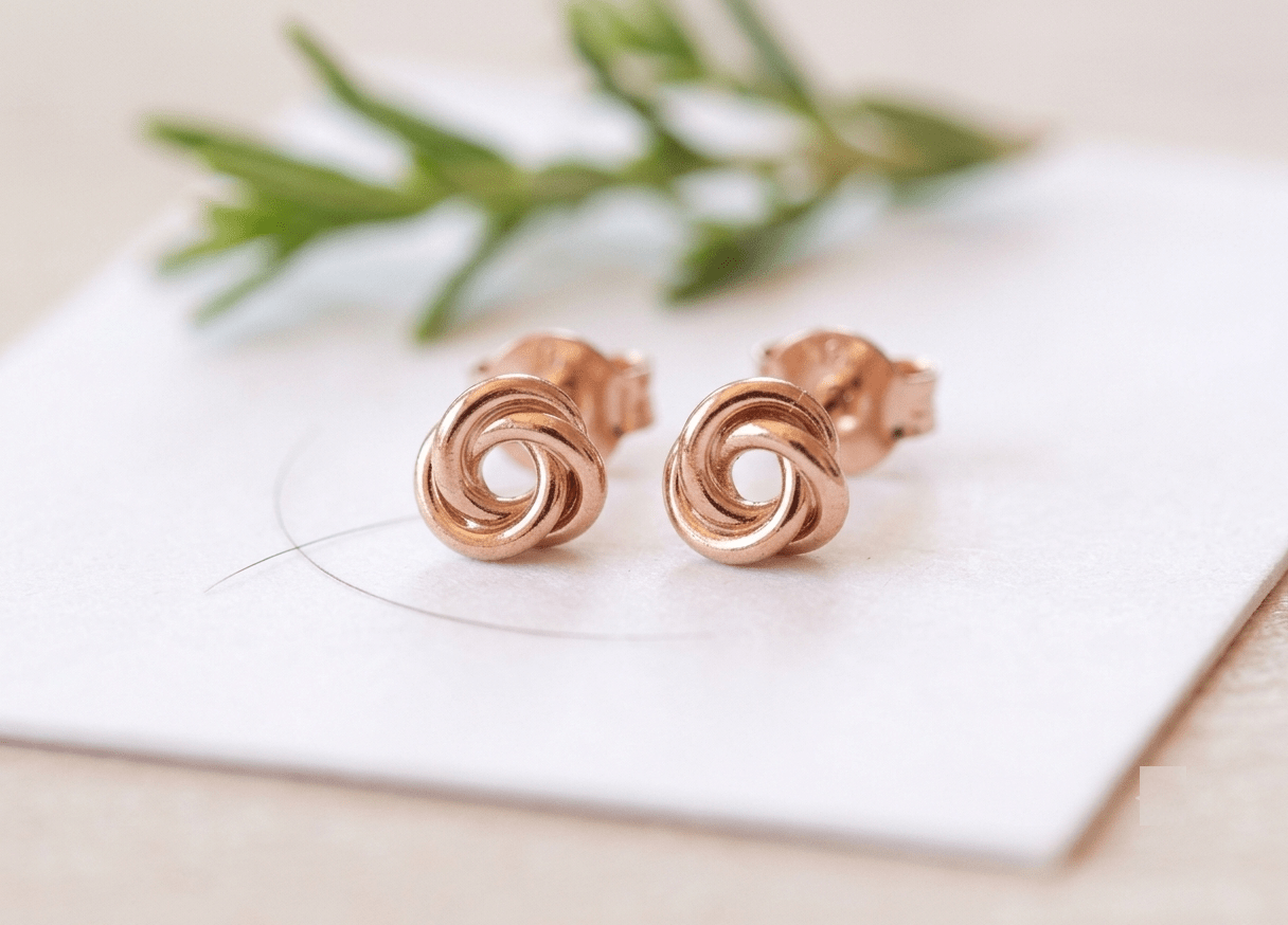 14k Gold Fill or 925 Sterling Silver Love Knot Stud Earrings Bridal Jewelry Gift for Her Gold Stud Earrings Dainty Minimalist Earrings - HarperCrown