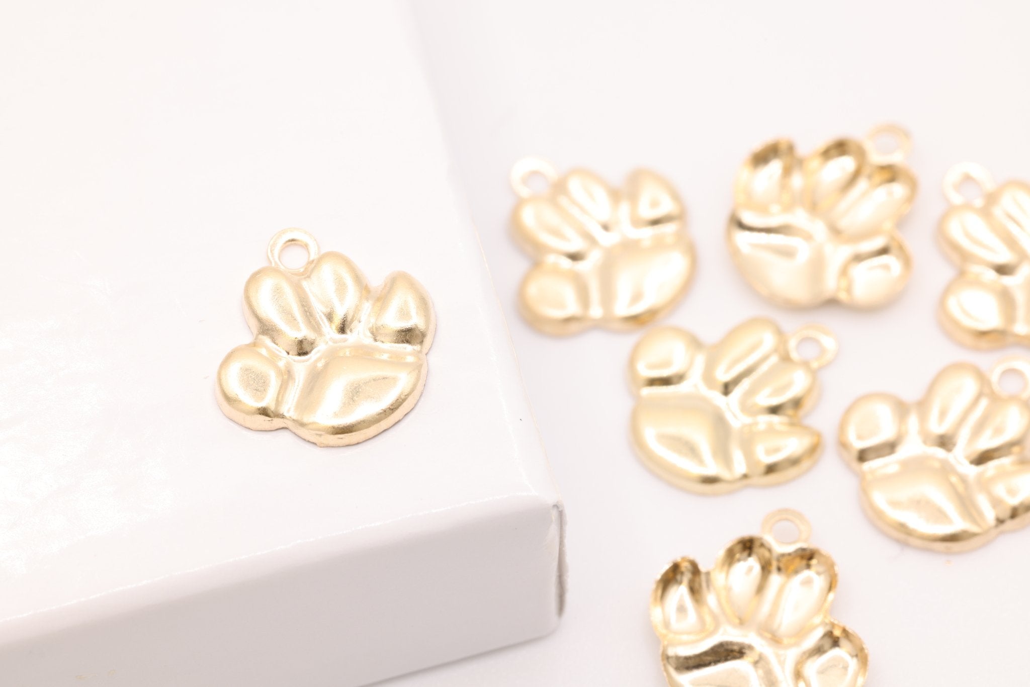 14K Gold-Filled Dog Paw Charm, Wholesale Jewelry Making Charm, Dog Foot Print - HarperCrown
