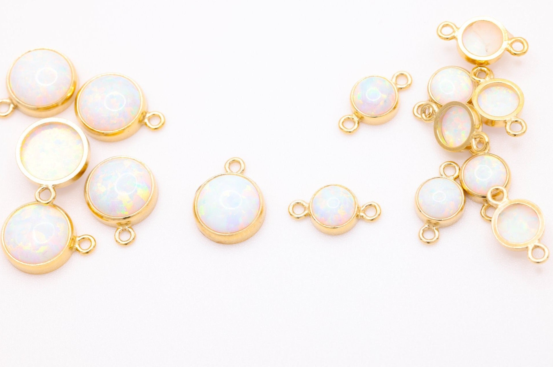 14k Gold Filled Opal Drop Connector - Synthetic Opal Connector Link Bezel Drop Wholesale Bulk Findings 1/20 14kt GF 6mm 4mm - HarperCrown