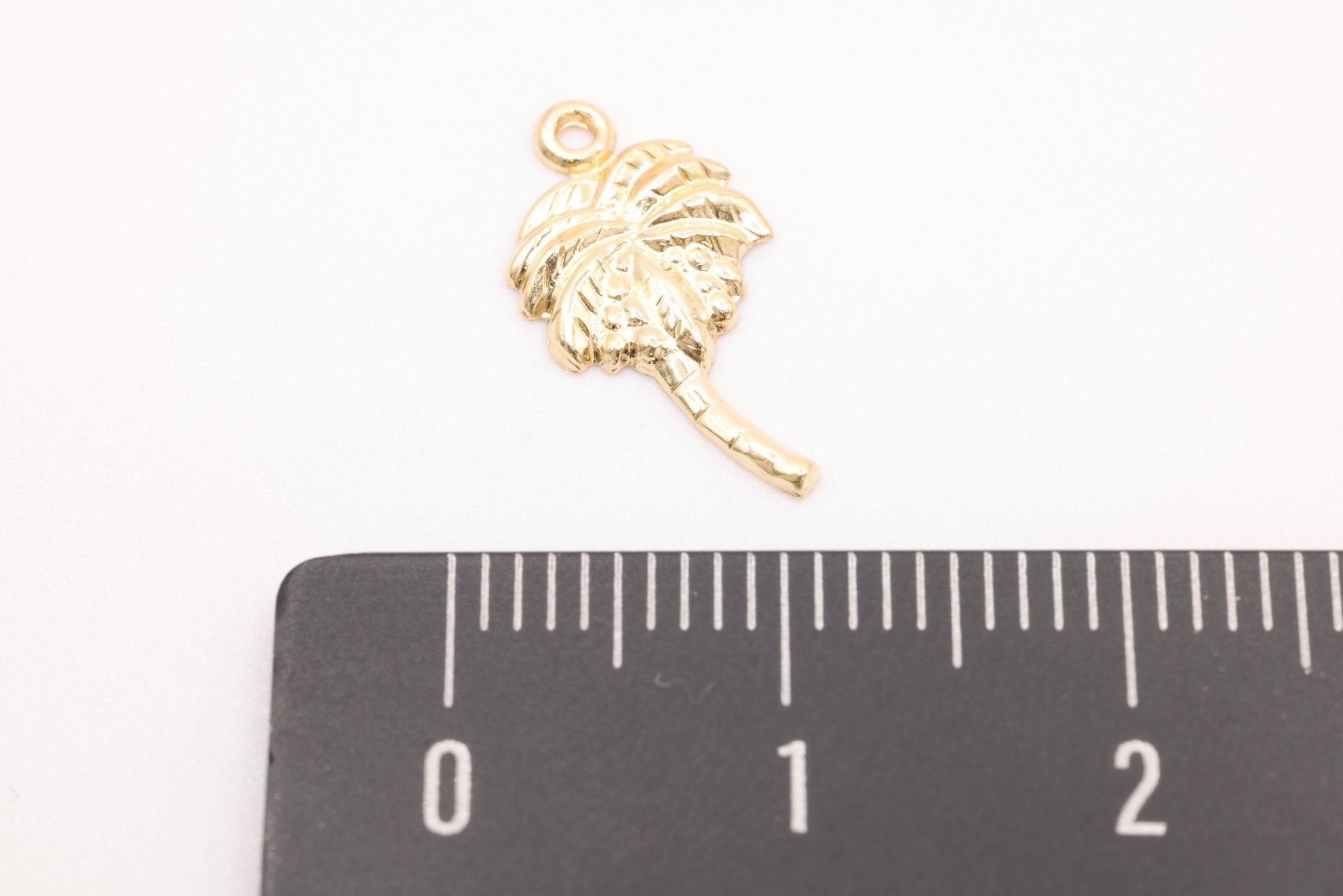 14K Gold-Filled Palm Tree Charm, Drop Tropical Island Charm, Wholesale Jewelry Making Charm - HarperCrown