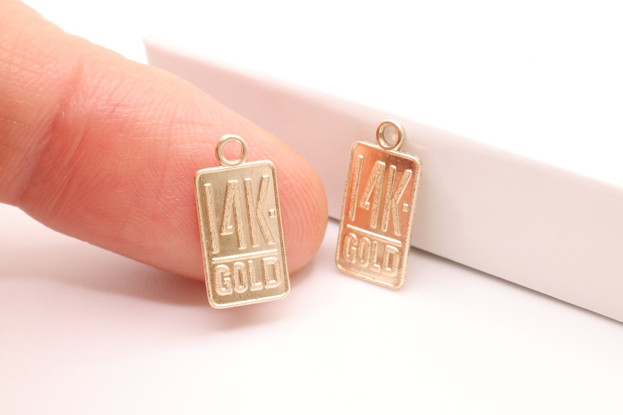 14K Gold - Filled Quality Tag, Stamped 14K Gold - Filled Authenticity Tag, Jewelry Making Charm - HarperCrown