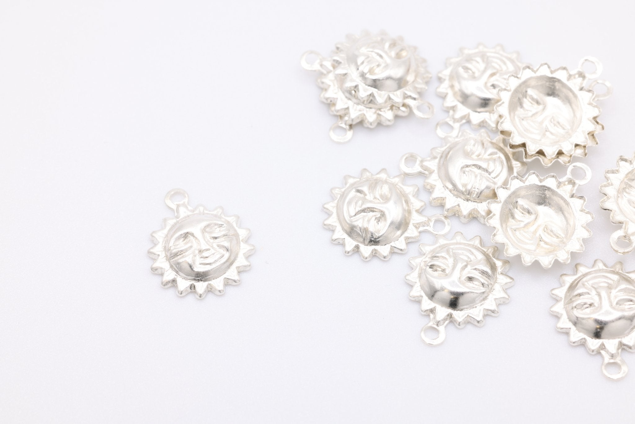 14K Gold Wholesale Filled Sun Face Charm, 14K Gold Filled, Sterling Silver, 14K Solid Gold, Celestial Charm - HarperCrown