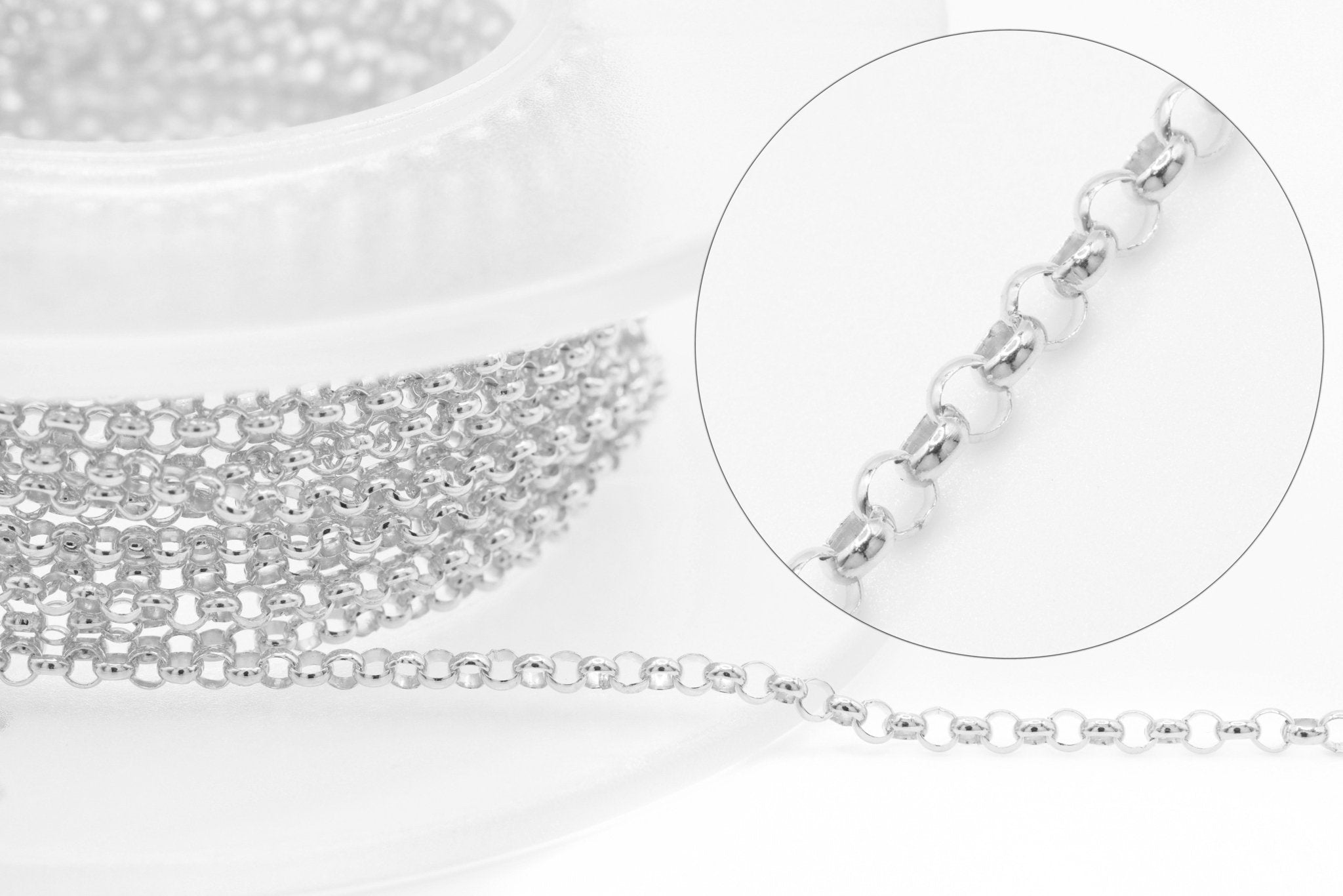 1.4mm Rolo Chain, Sterling Silver, Bulk Pay Per Foot Uncut Spools For Jewelers - HarperCrown