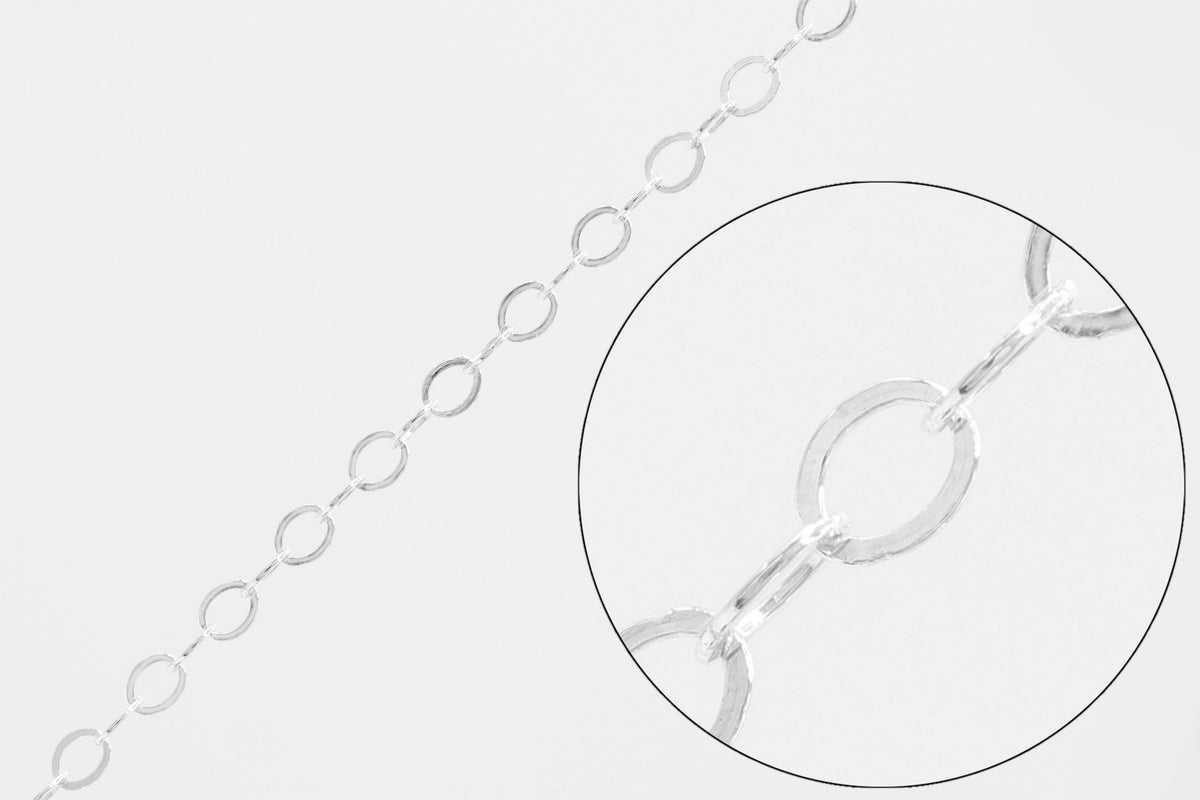 1.5 Flat Cable Chain, Argentium, Wholesale, Pay Per Foot, Permanent Jewelry Making Chain - HarperCrown