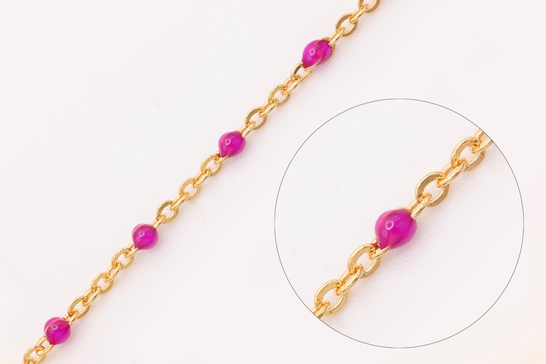 1.5mm Magenta Enamel Chain, Gold - Filled, Bulk DIY Spool Pay Per Foot Jewelry Making Chain - HarperCrown