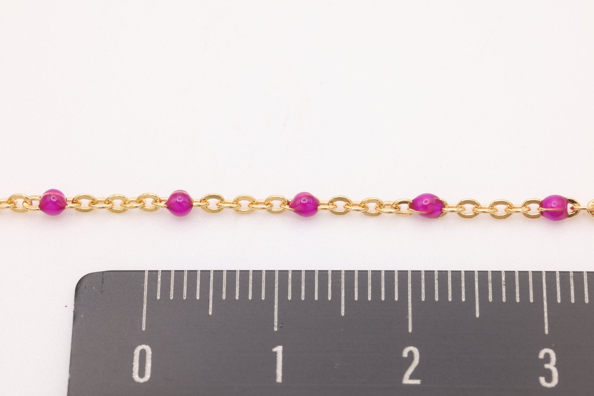 1.5mm Magenta Enamel Chain, Gold - Filled, Bulk DIY Spool Pay Per Foot Jewelry Making Chain - HarperCrown