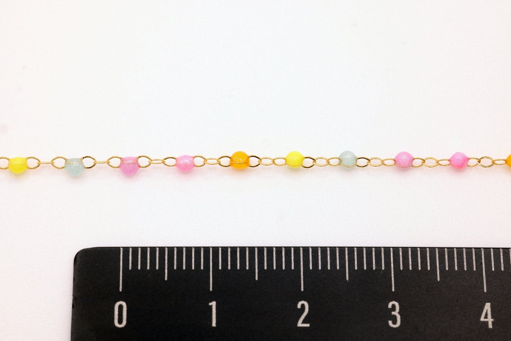 1.5mm Multi Color Enamel Cable Chain, 14/20 Gold - Filled, Wholesale, Pay Per Foot - HarperCrown