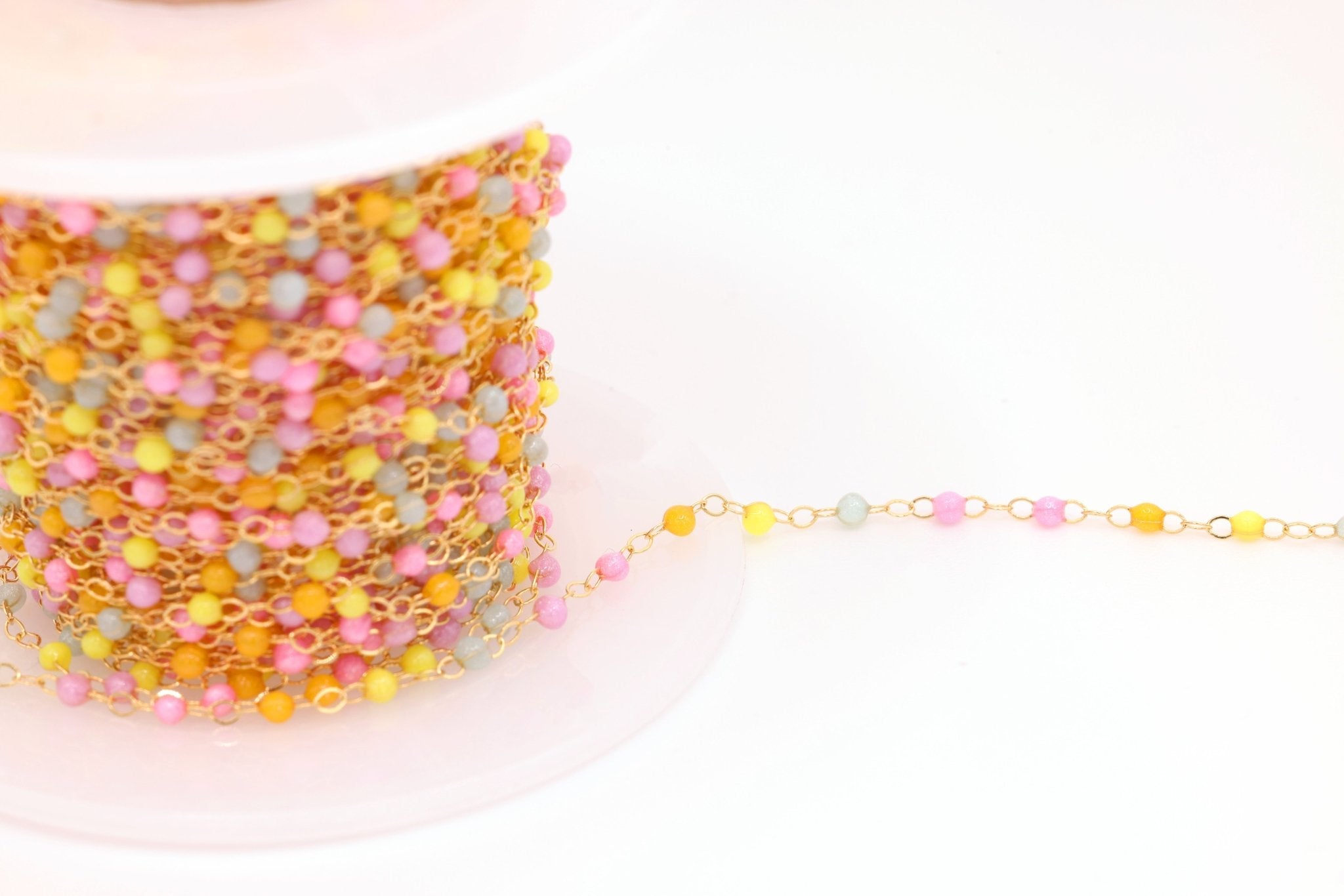 1.5mm Multi Color Enamel Cable Chain, 14/20 Gold - Filled, Wholesale, Pay Per Foot - HarperCrown