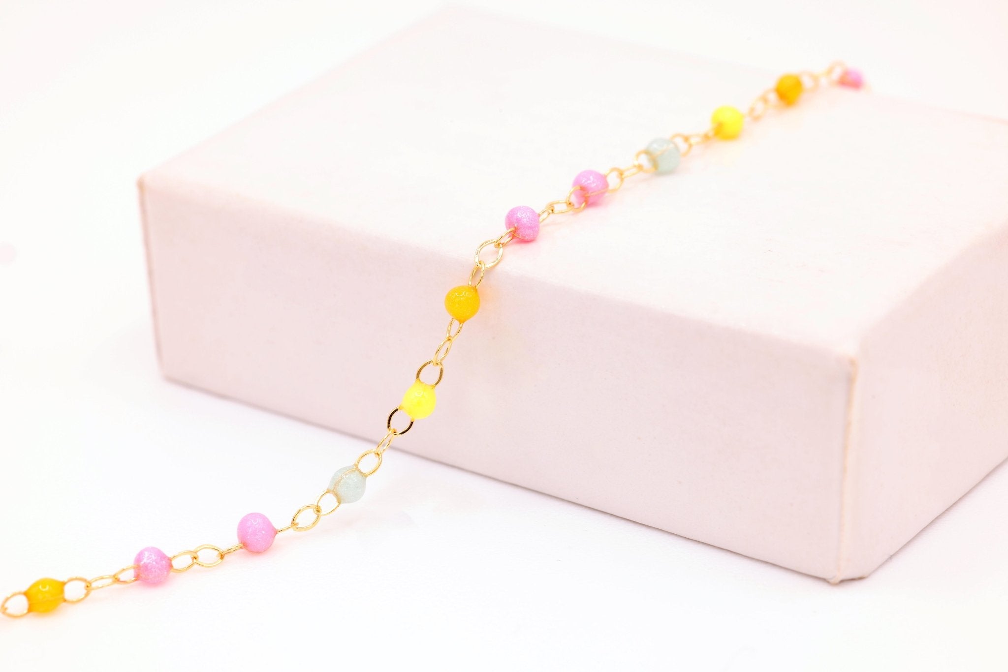 1.5mm Multi Color Enamel Cable Chain, 14/20 Gold - Filled, Wholesale, Pay Per Foot - HarperCrown