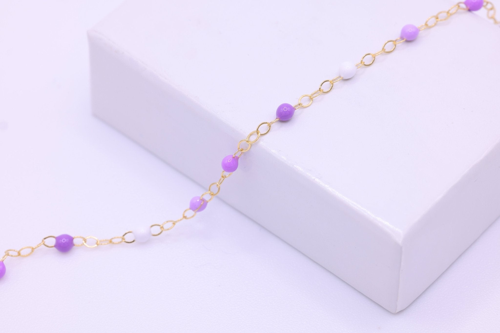 1.5mm Purple Enamel Cable Chain, 14/20 Gold - Filled, Wholesale, Pay Per Foot, Jewelry Making Chain - HarperCrown