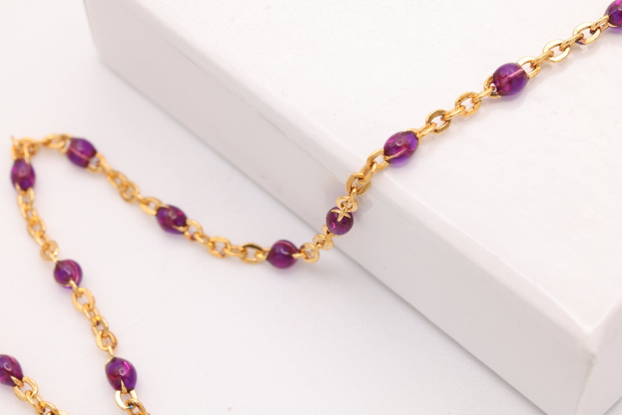 1.5mm Purple Enamel Chain, Gold - Filled, Bulk DIY Spool Pay Per Foot Jewelry Making Chain - HarperCrown