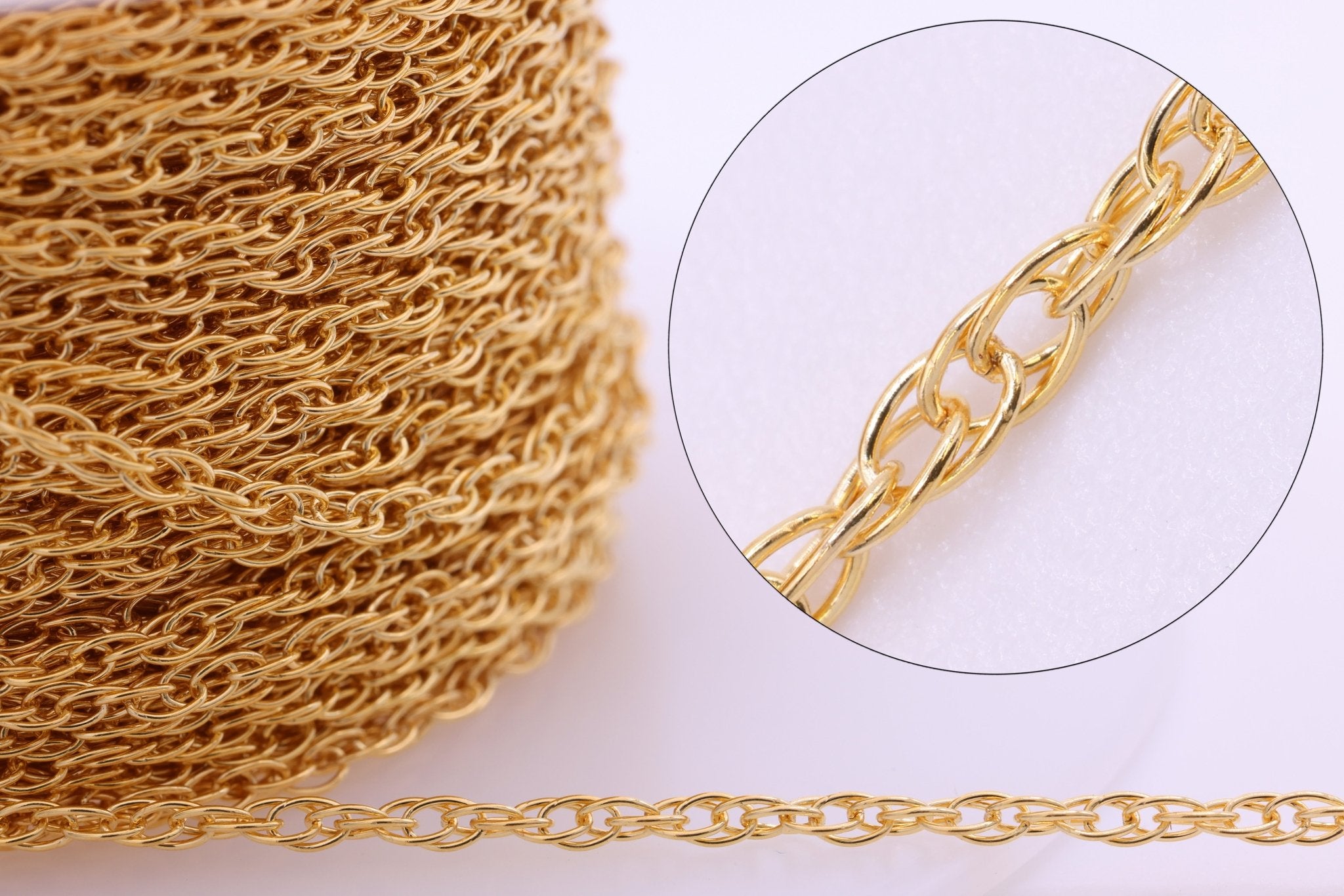 1.5mm Rope Chain, 14/20 Gold - Filled, Wholesale, Pay Per Foot, Bulk Uncut Spools For Jewelers - HarperCrown
