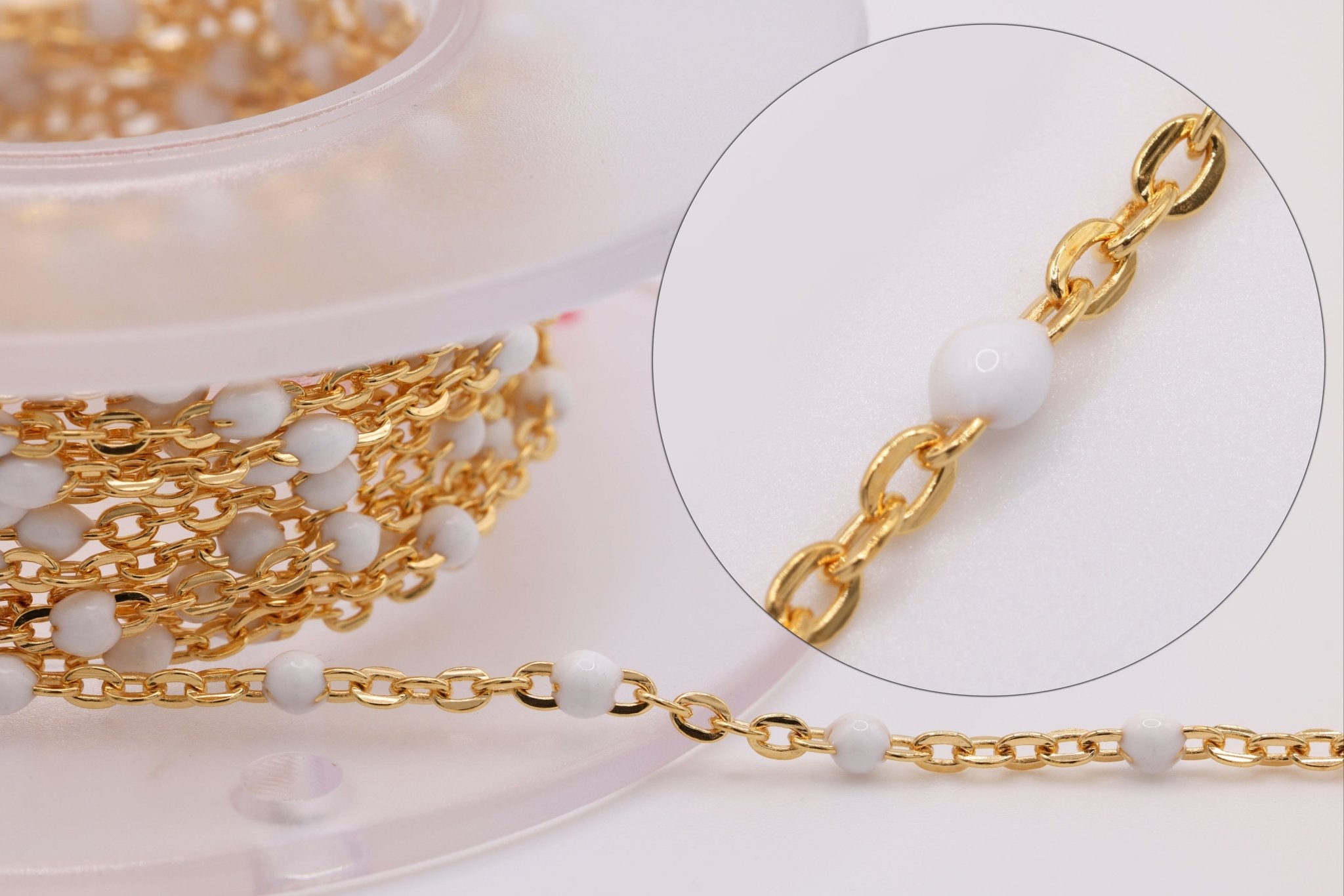 1.5mm Wholesale Colorful Enamel Chain, Gold - Filled or 925 Sterling Silver, Enamel Color Unfinished Chain Permanent Jewelry - HarperCrown