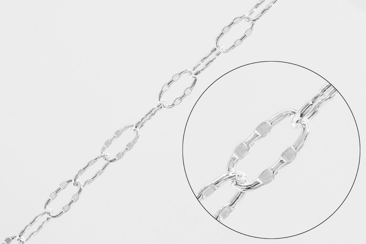 1.5mm x 3.6mm Double Dapped Chain, 925 Sterling Silver, Wholesale, Pay Per Foot, Jewelry Making Chain - HarperCrown