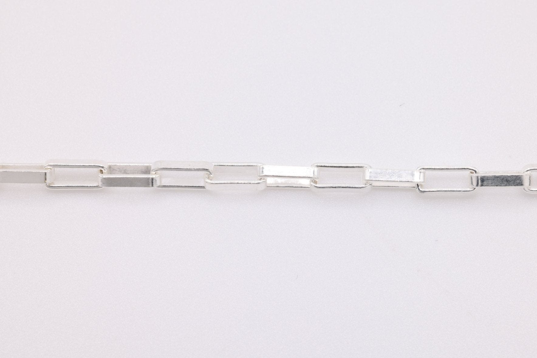 1.5mm x 4mm Elongated Box Chain, Sterling Silver, Bulk DIY Spool Pay Per Foot Jewelry Making Chain - HarperCrown
