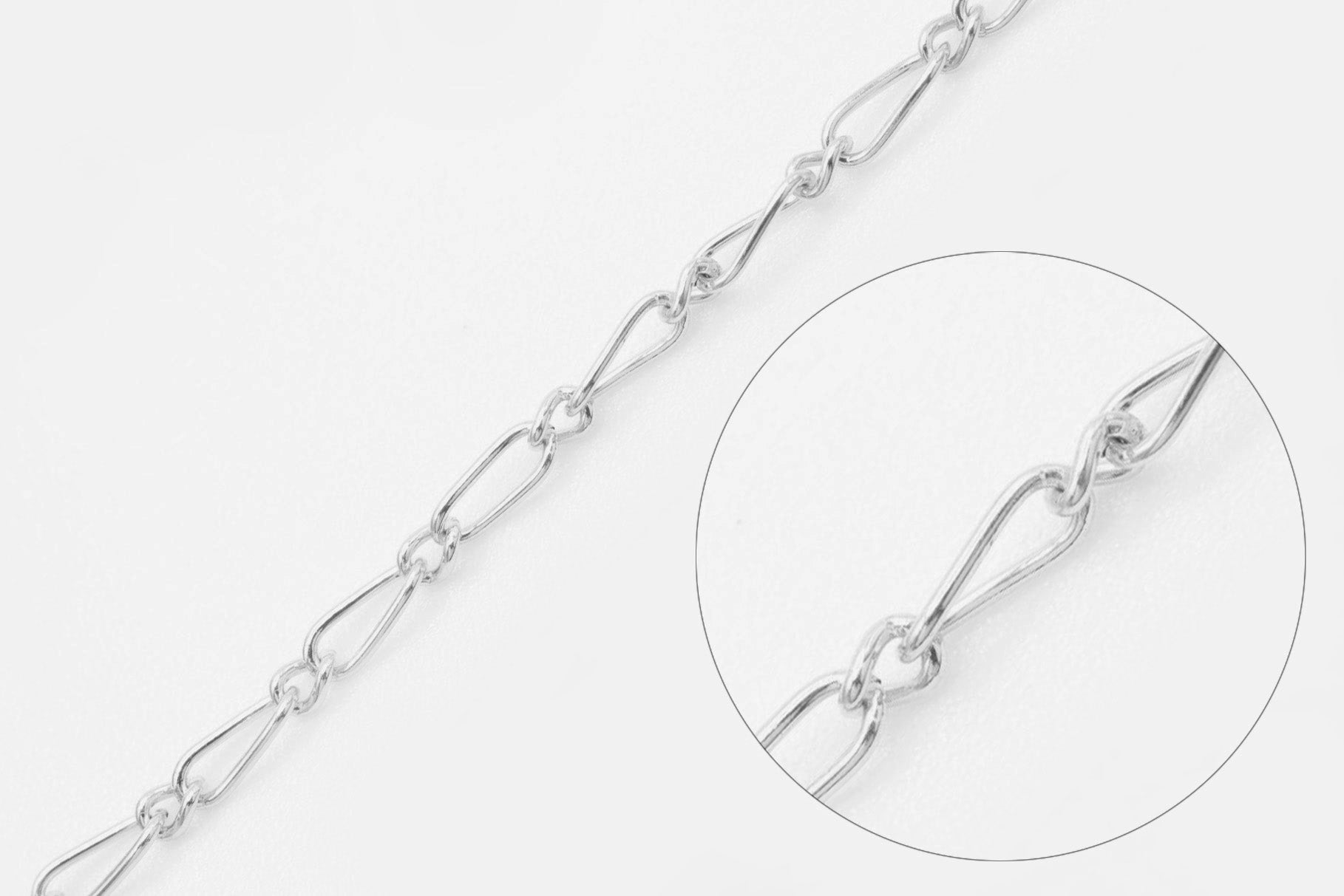 1.5mm x 4mm Figaro Chain, 925 Sterling Silver, Bulk DIY Spool Pay Per Foot Jewelry Making Chain - HarperCrown