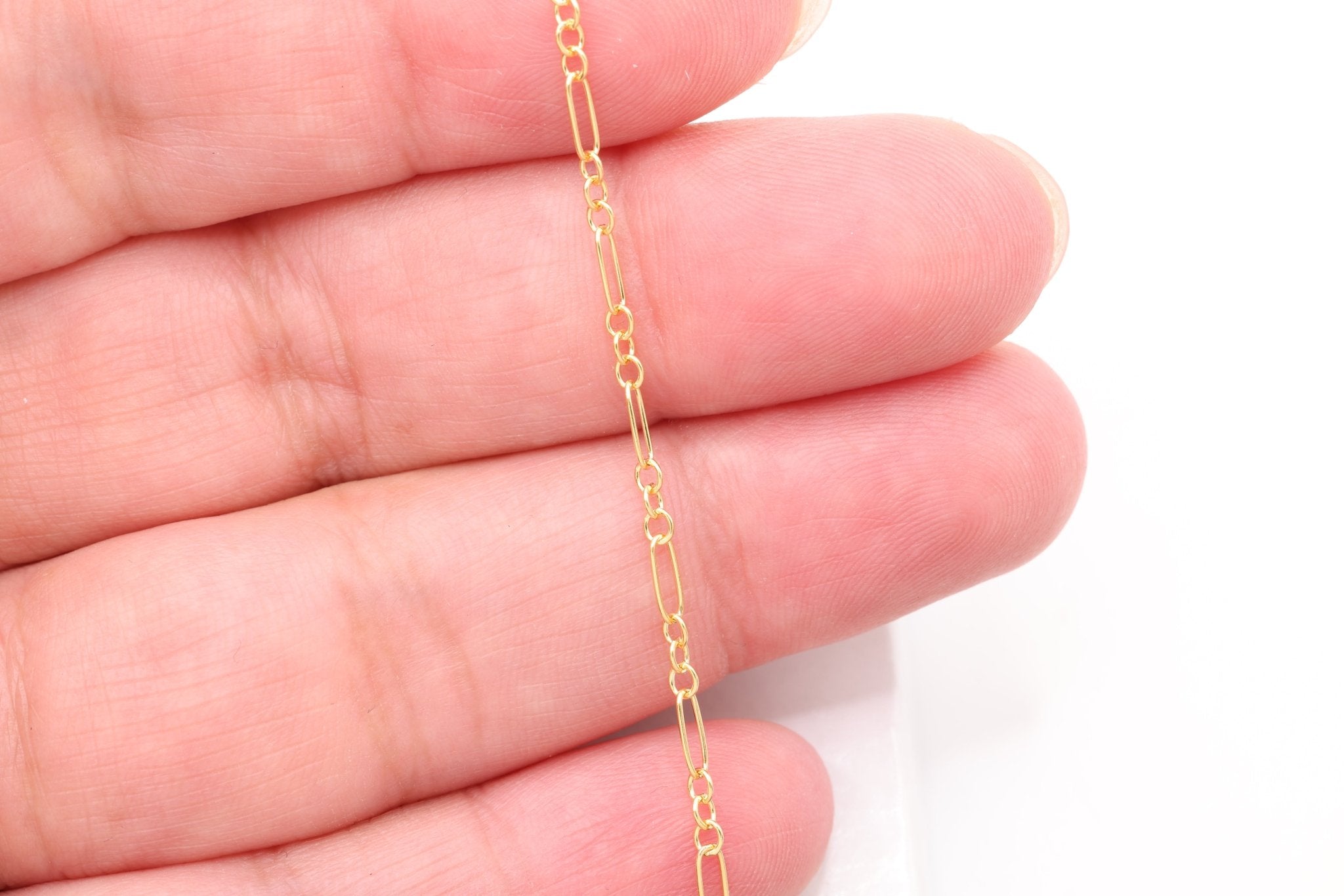 1.7mm Long & Short Chain Round, 14/20 Gold - Filled, Wholesale, Pay Per Foot Jewelry Making Chain - HarperCrown