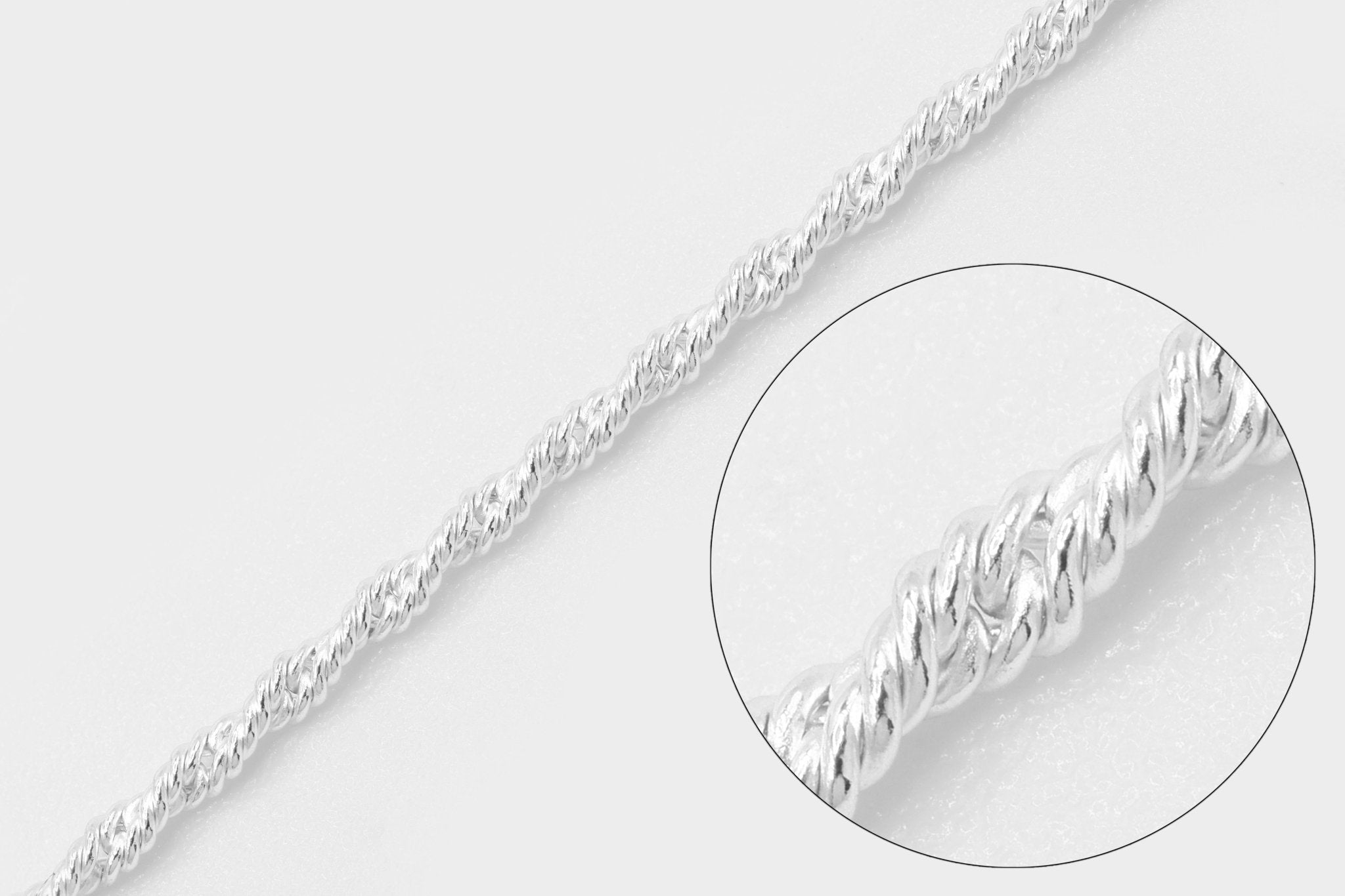 1.7mm Twisted Rope Chain, 925 Sterling Silver, Wholesale, Pay Per Foot, Jewelry Making Chain - HarperCrown