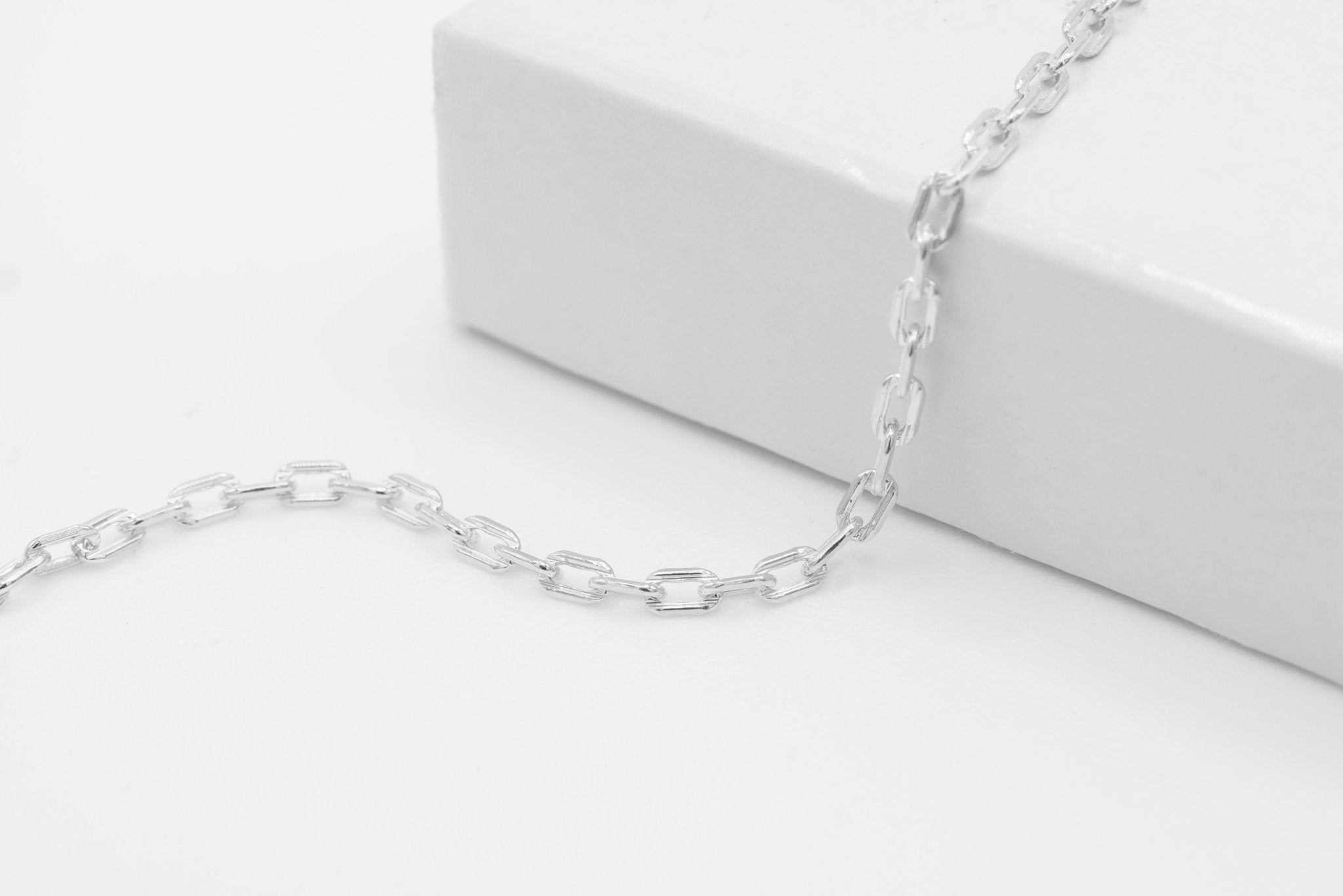 1.8mm Flat Oval Textured Cable Chain, 925 Sterling Silver, Wholesale, Pay Per Foot, Jewelry Making Chain - HarperCrown