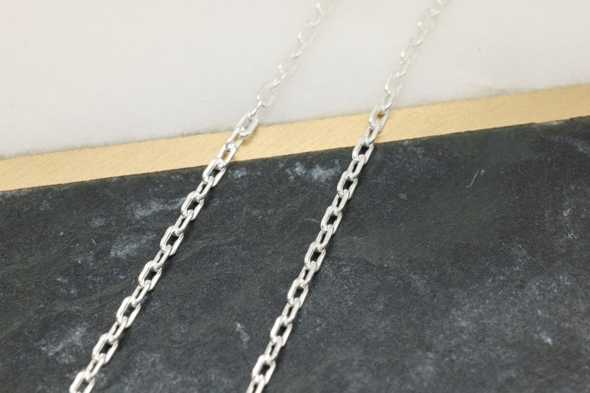 1.8mm Flat Oval Textured Cable Chain, 925 Sterling Silver, Wholesale, Pay Per Foot, Jewelry Making Chain - HarperCrown