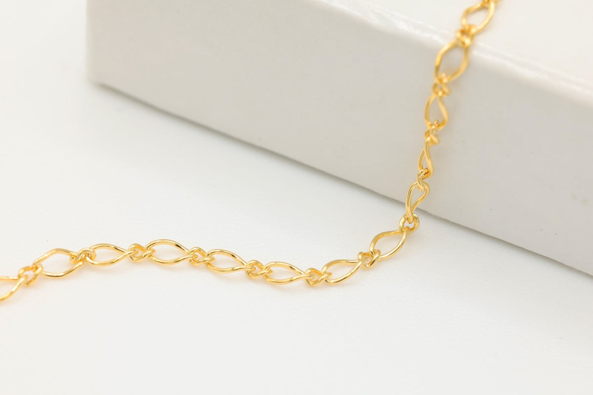 1.8mm Marquise Long & Short Chain, 14/20 Gold-Filled, Wholesale, Pay Per Foot, Jewelry Making Chain - HarperCrown