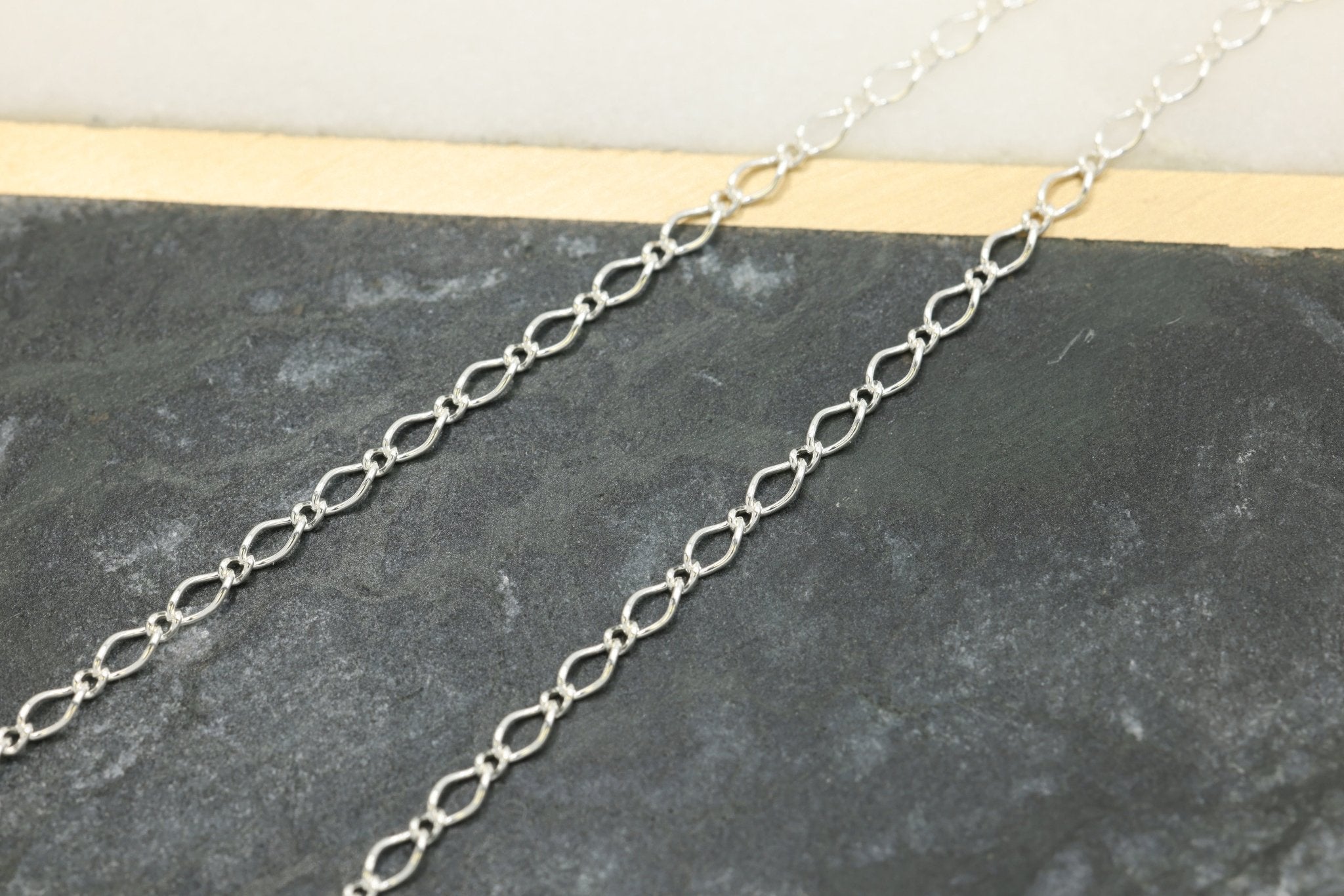 1.8mm Marquise Long & Short Chain, 925 Sterling Silver, Wholesale, Pay Per Foot, Jewelry Making Chain - HarperCrown