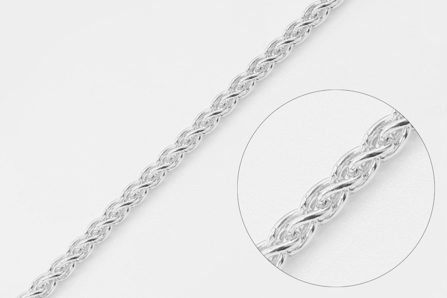 1.8mm Wheat Chain, 925 Sterling Silver Wholesale Jewelry Making Wheat Chain - HarperCrown